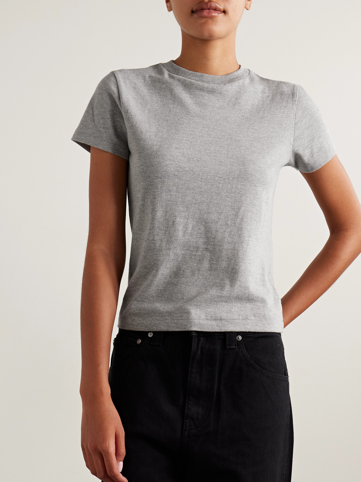 Re/done + Hanes Classic Cotton-jersey T-shirt In Gray
