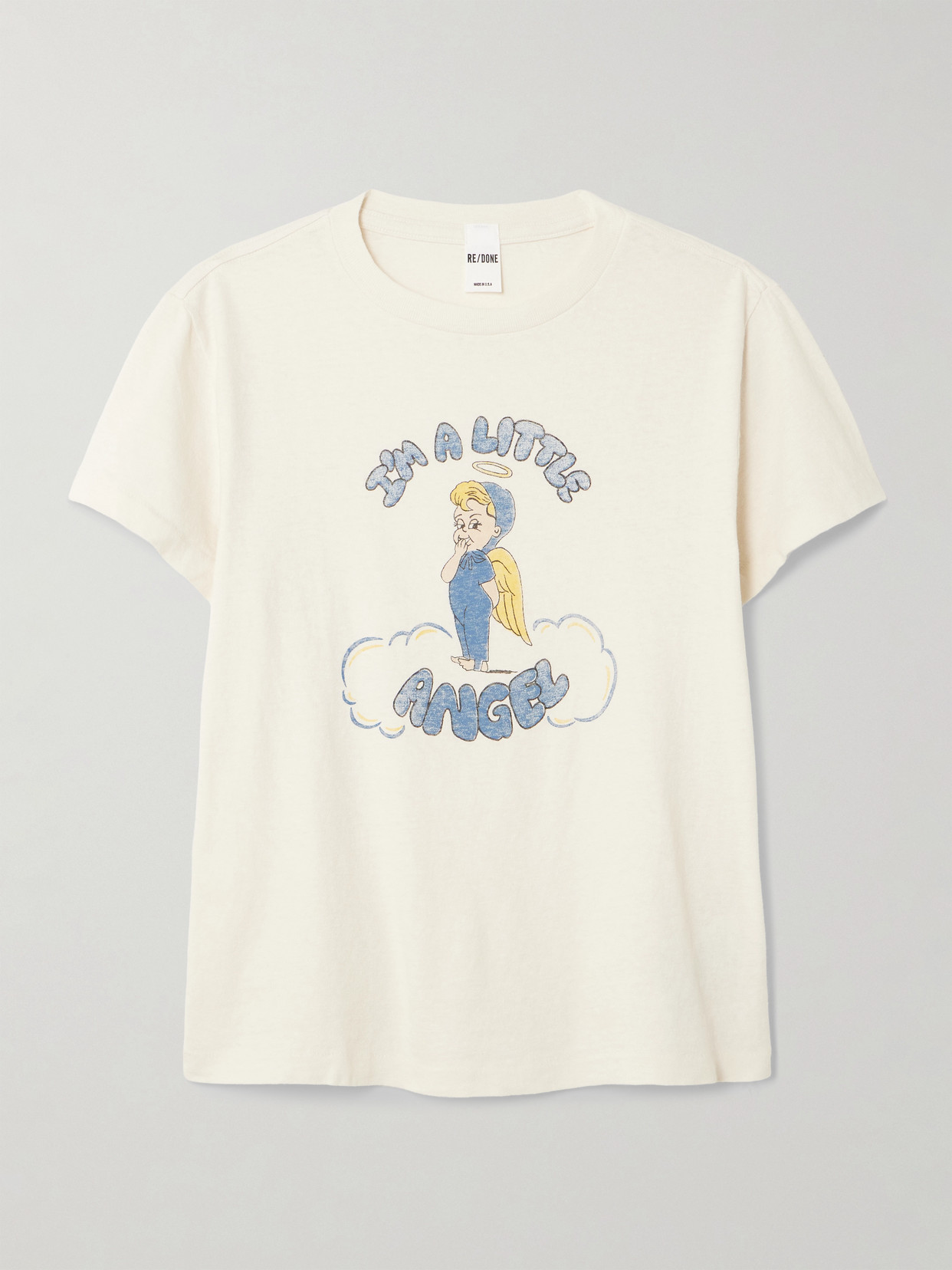 Re/done Classic Printed Cotton-jersey T-shirt In Neutral