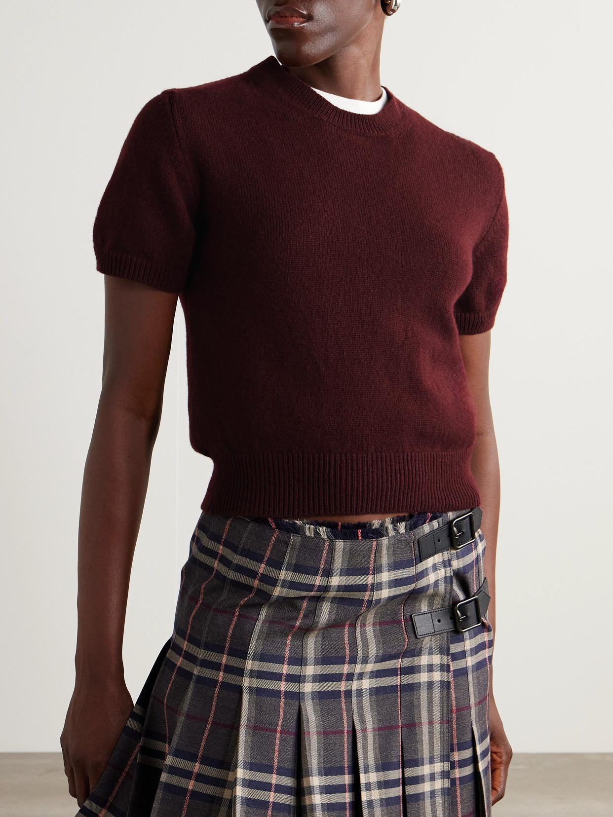 And-daughter Wicklow Wool T-shirt In Burgundy