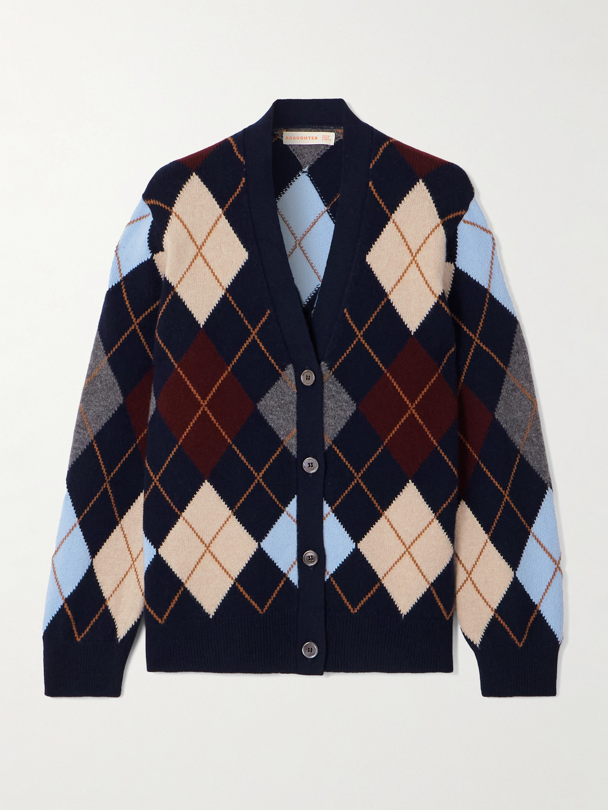 &Daughter - Ava Argyle Wool Cardigan - Blue