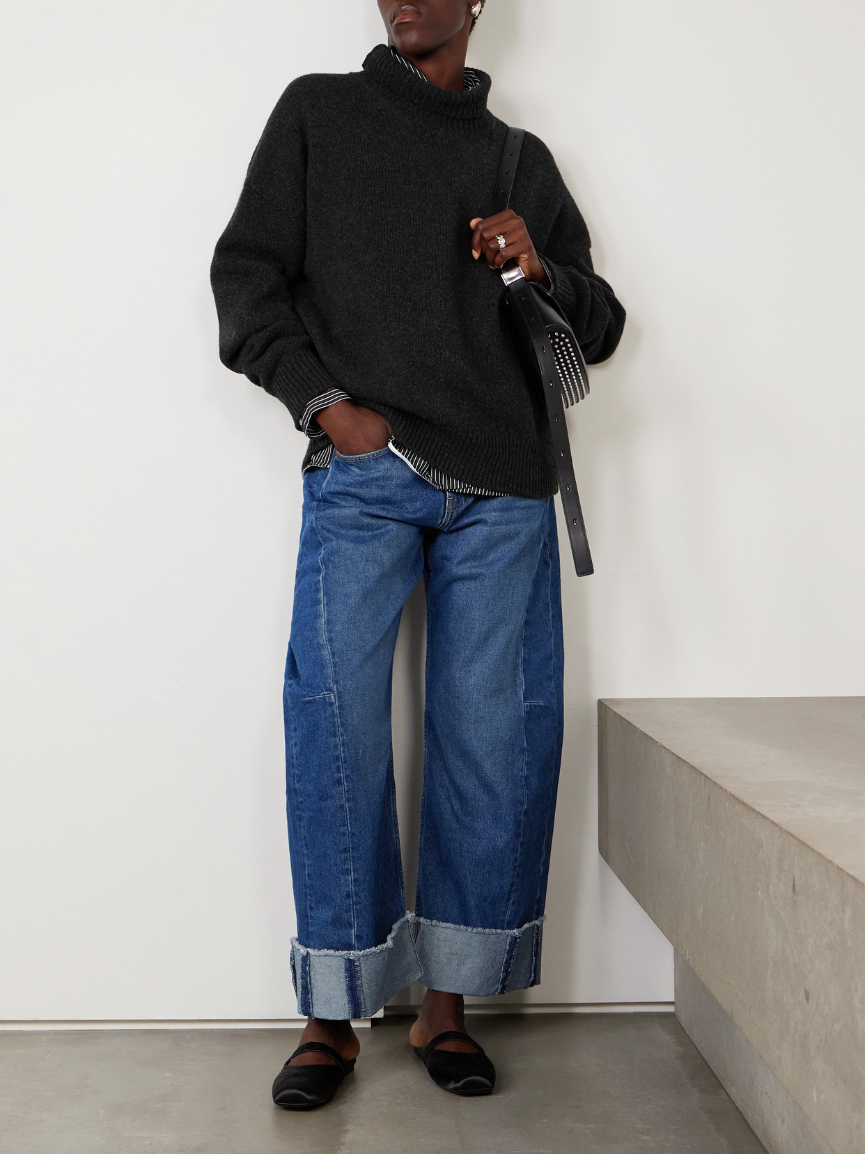 And-daughter Balla Wool Turtleneck Sweater In Animal Print