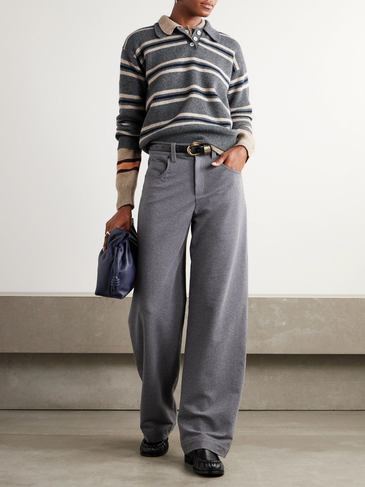 &Daughter - Edith Striped Wool Polo Sweater