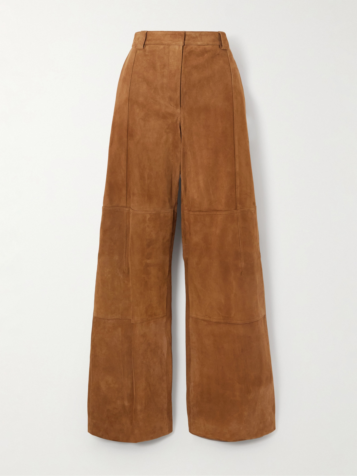Tory Burch Paneled Suede Wide-leg Pants In Brown