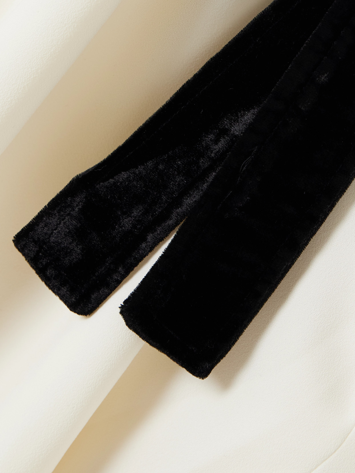 Simkhai Jolie Bow-detailed Velvet-trimmed Crepe Mini Dress In Neutral