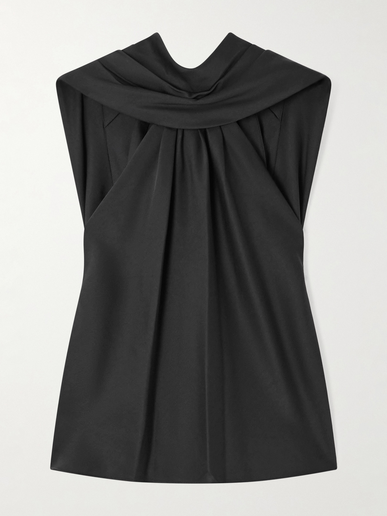 Simkhai Scarlett Cape-effect Draped Satin Top In Black