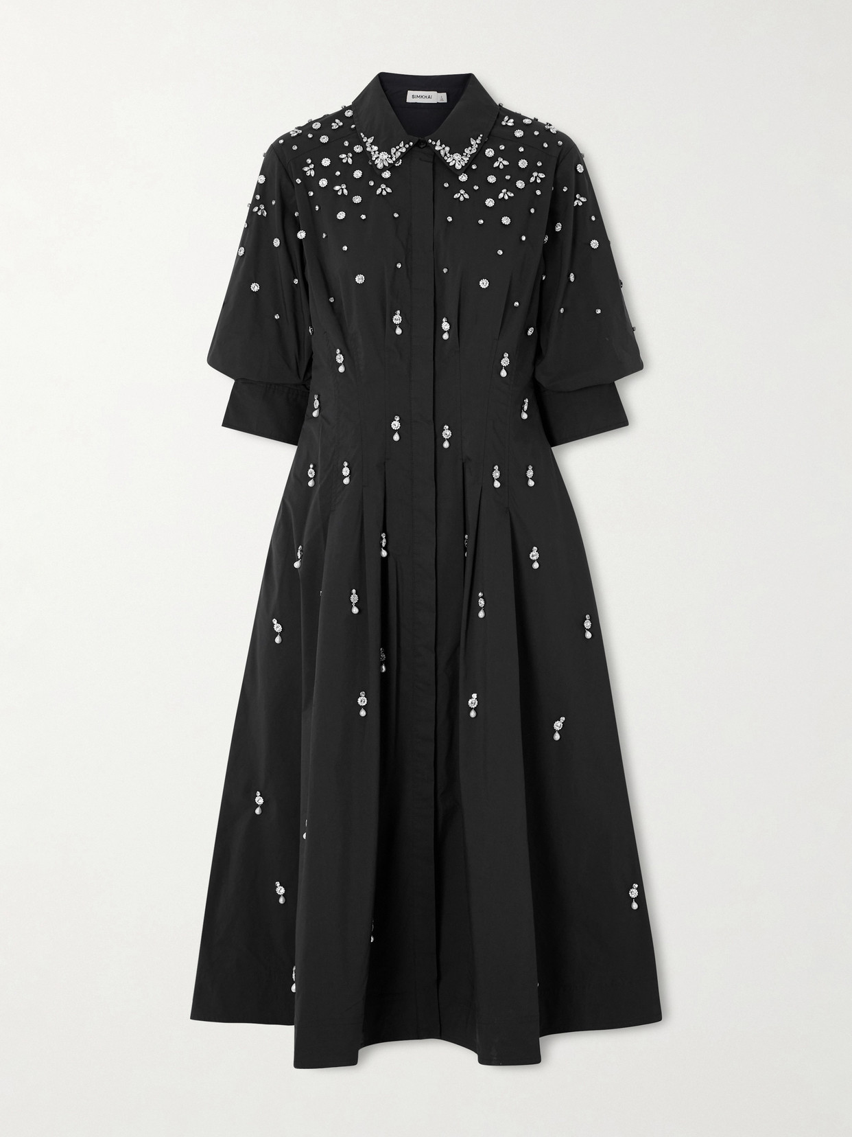 Simkhai Jazz Embellished Cotton-blend Poplin Shirt Dress In Black