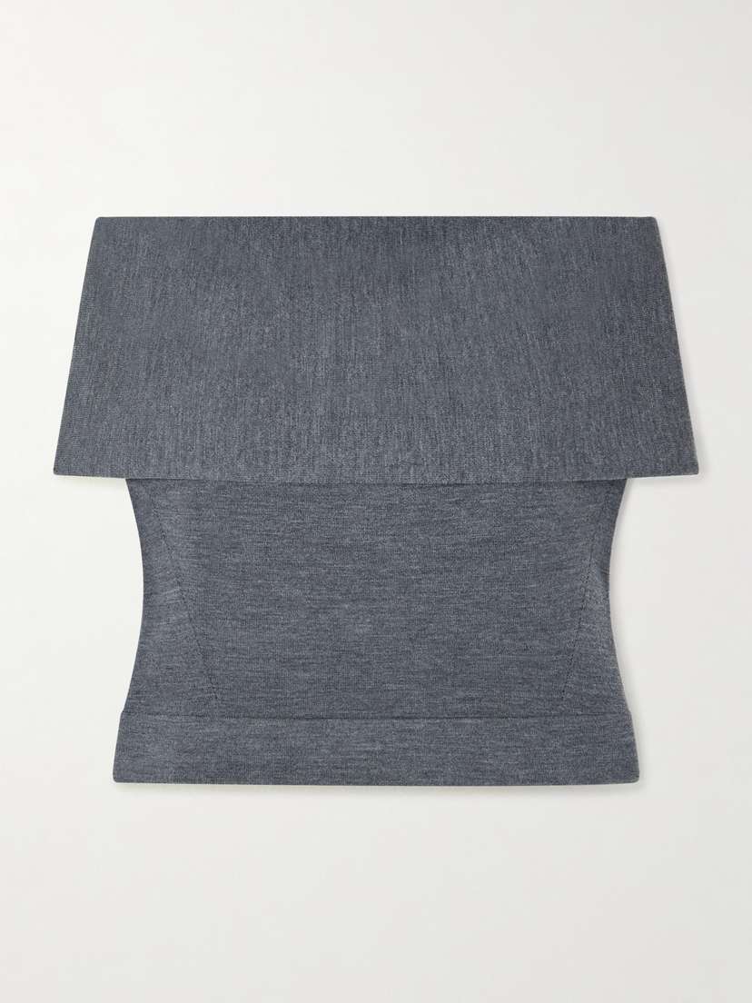 Simkhai Callahan Cropped Off-the-shoulder Wool Top