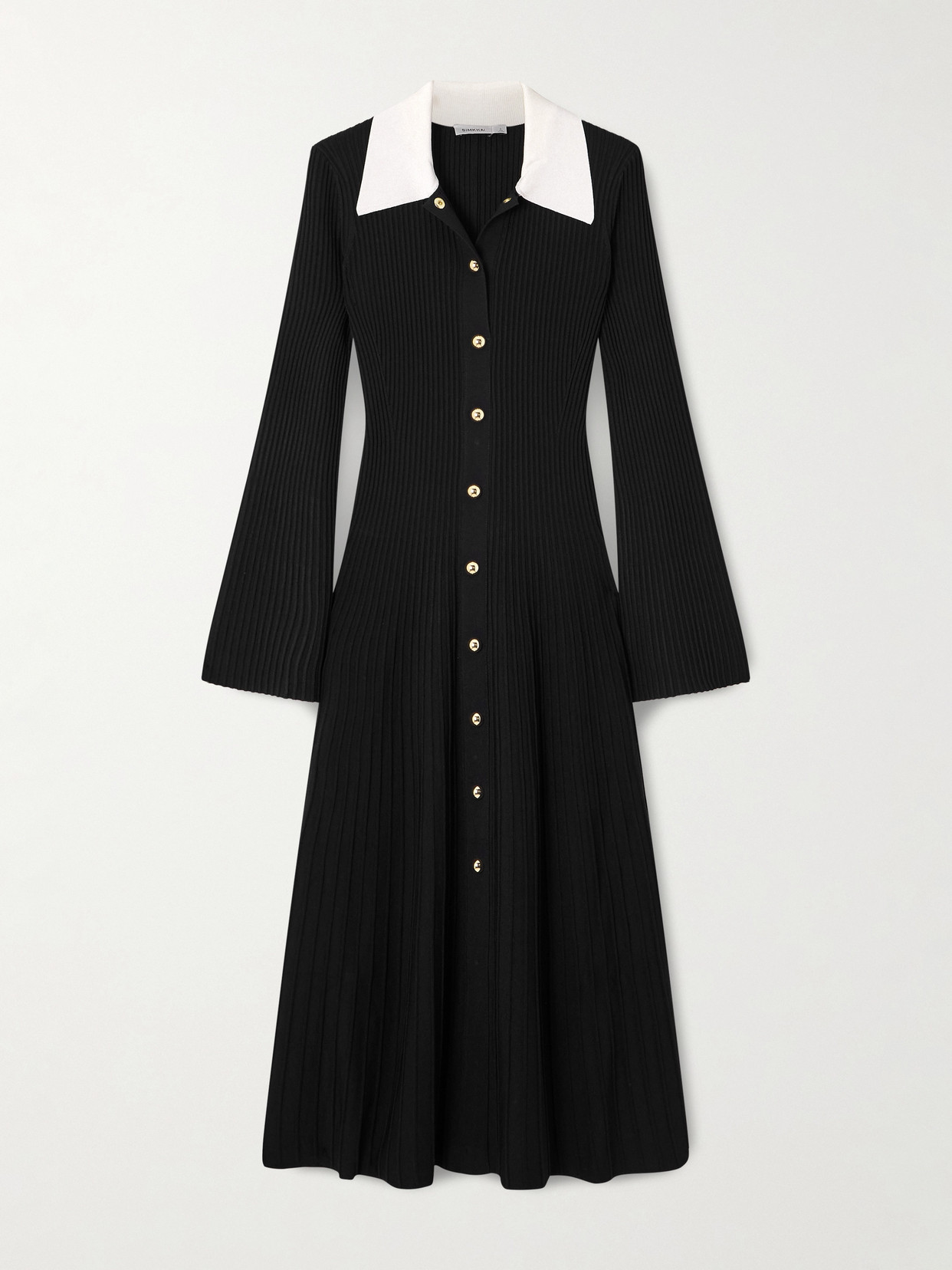 Simkhai Philippa Ribbed-knit Midi Dress In Black