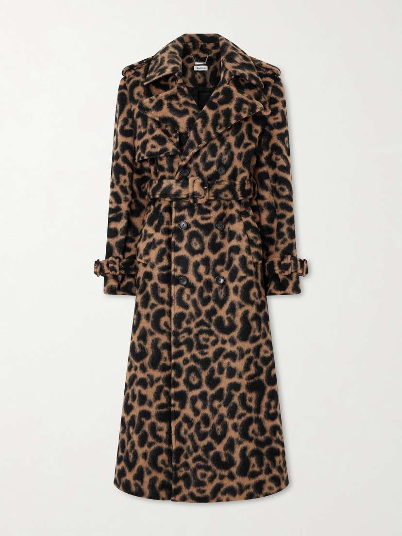 Simkhai Rumi Belted Leopard-print Brushed-felt Coat