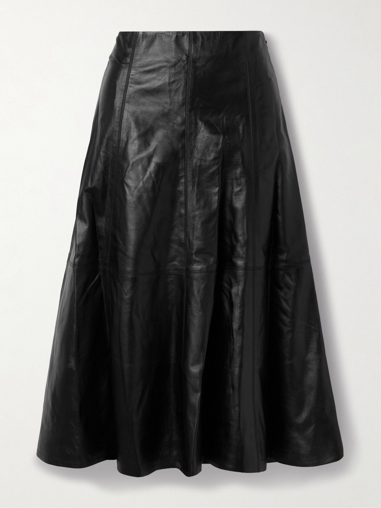 Simkhai Ryma Paneled Leather Midi Skirt In Black