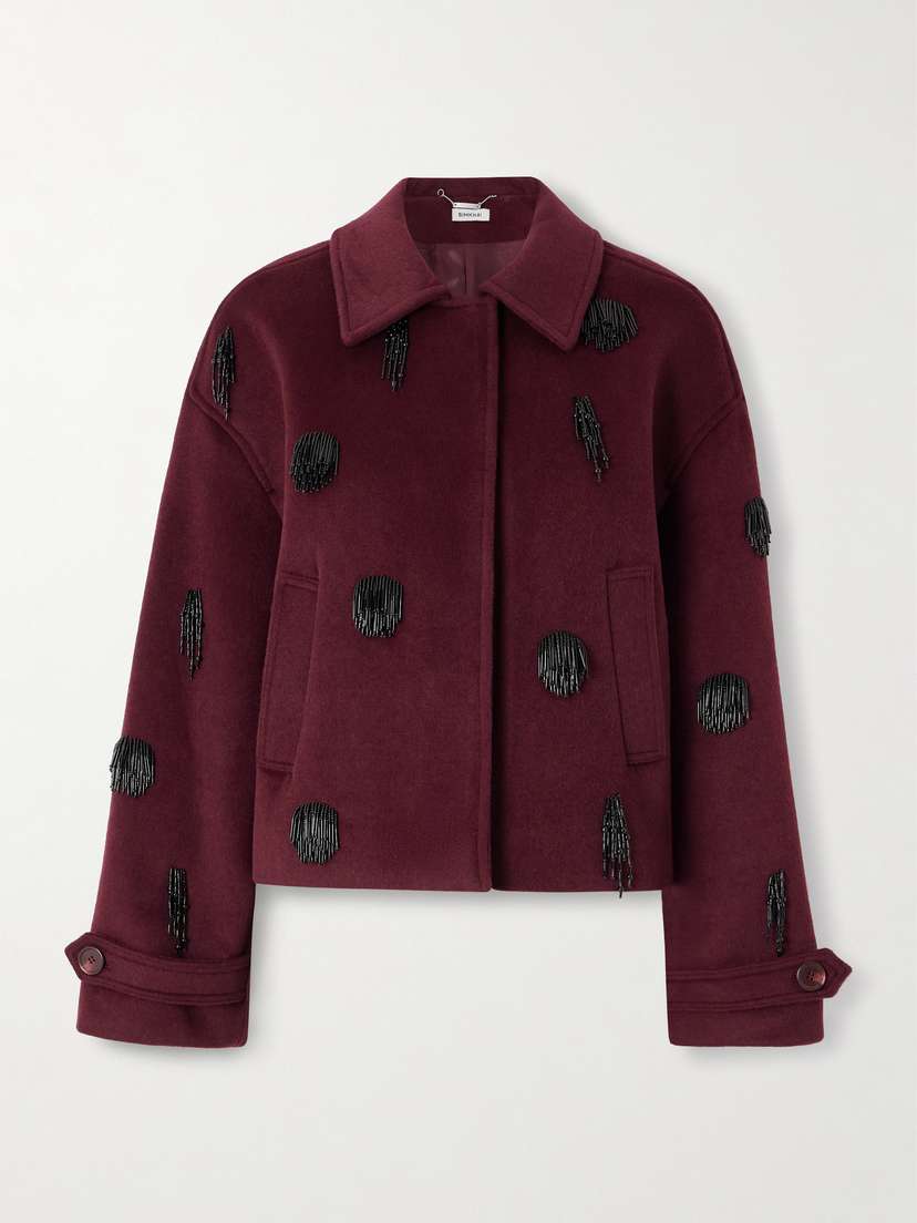 Simkhai Katya Bead-embellished Wool-blend Jacket