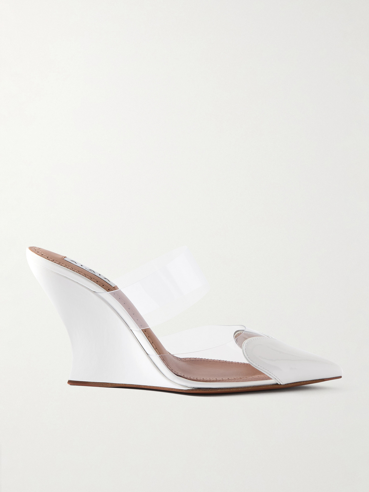 Alaïa Le Cœur Patent-leather And Pvc Wedge Mules In Multi