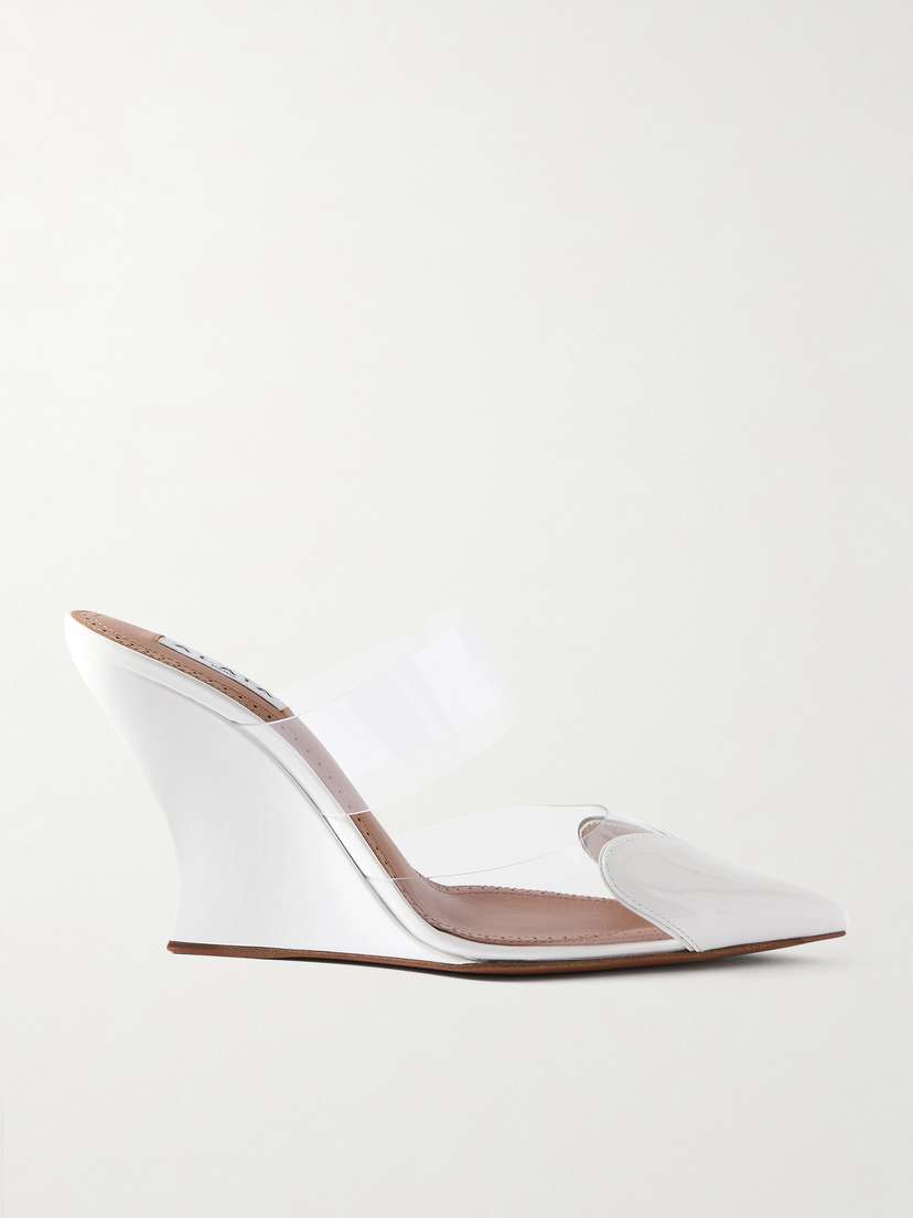Alaïa Le Cœur Patent-leather And Pvc Wedge Mules
