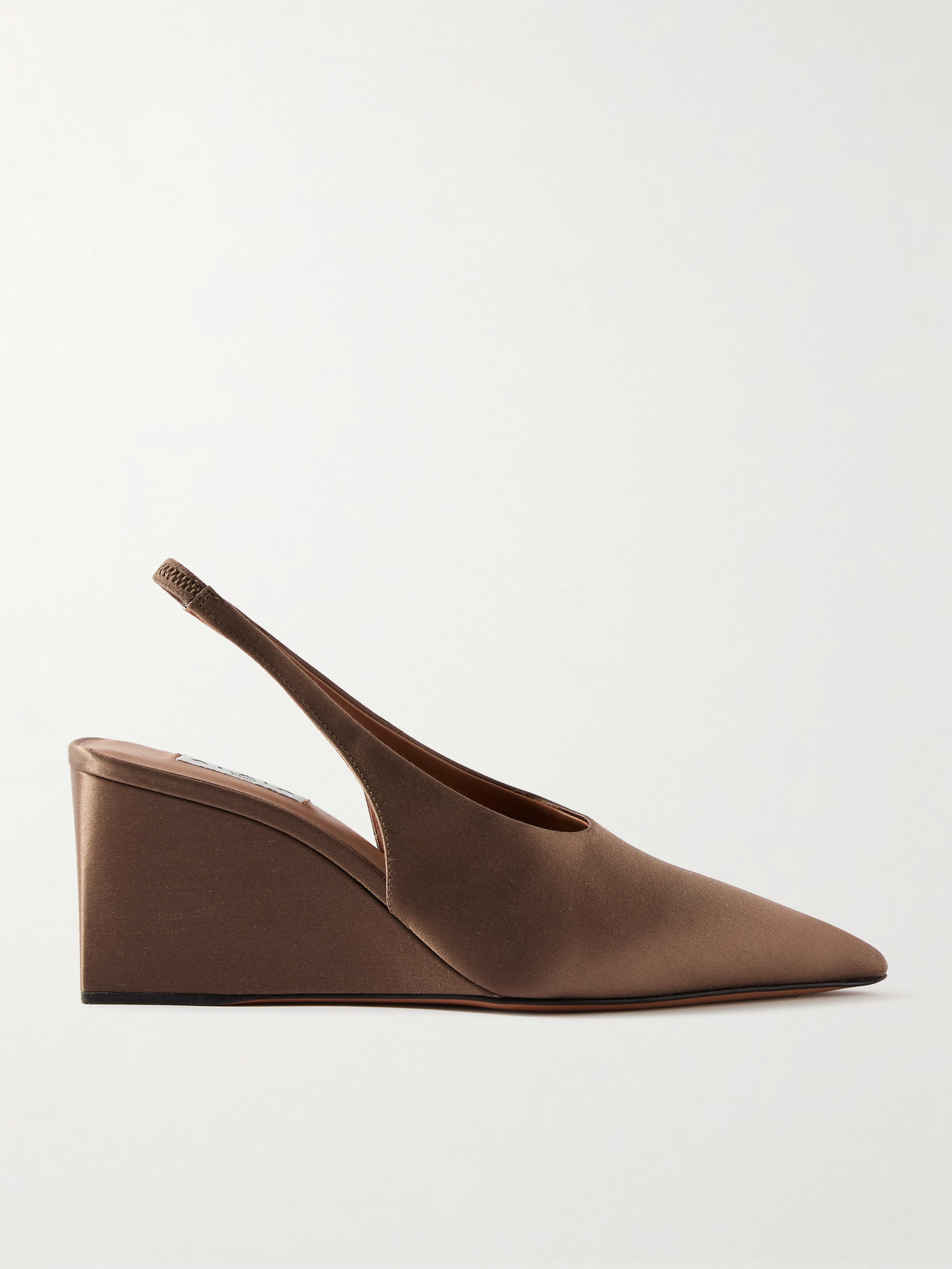 Alaïa Cube 75 Satin Slingback Wedge Pumps In Brown