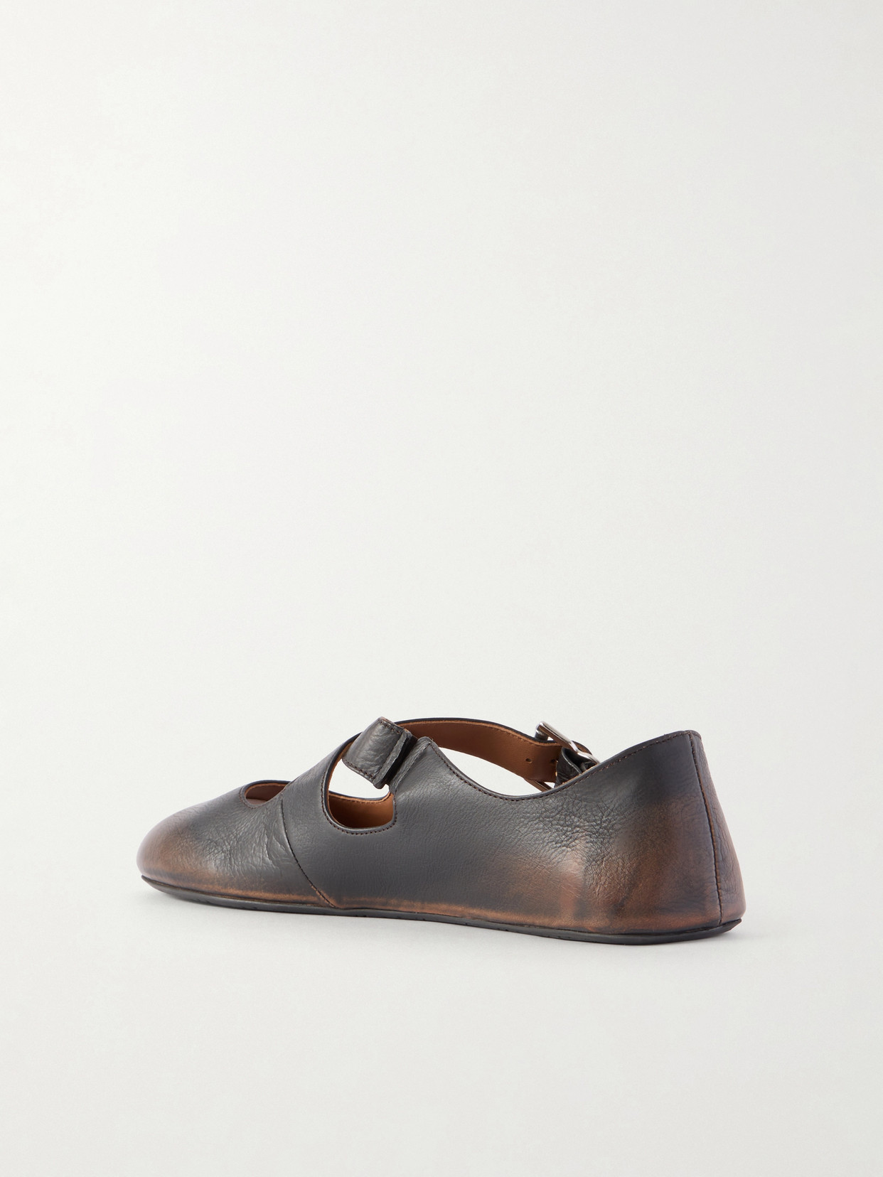 Alaïa Ld-finished Leather Criss-crossed Ballerinas In Brown