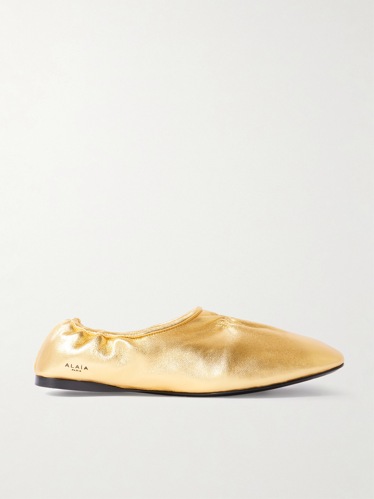 Alaïa Metallic Leather Ballet Flats In Gold