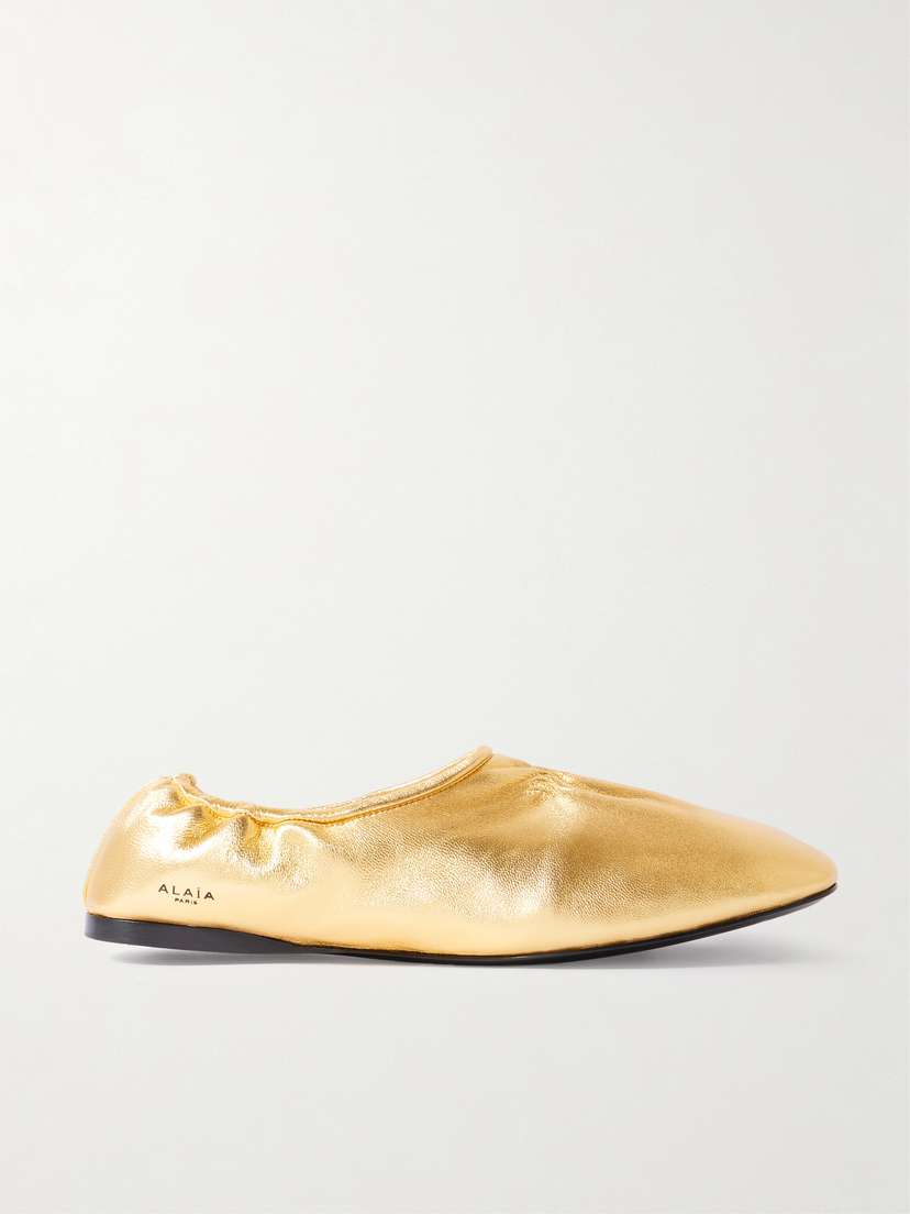 Alaïa Metallic Leather Ballet Flats