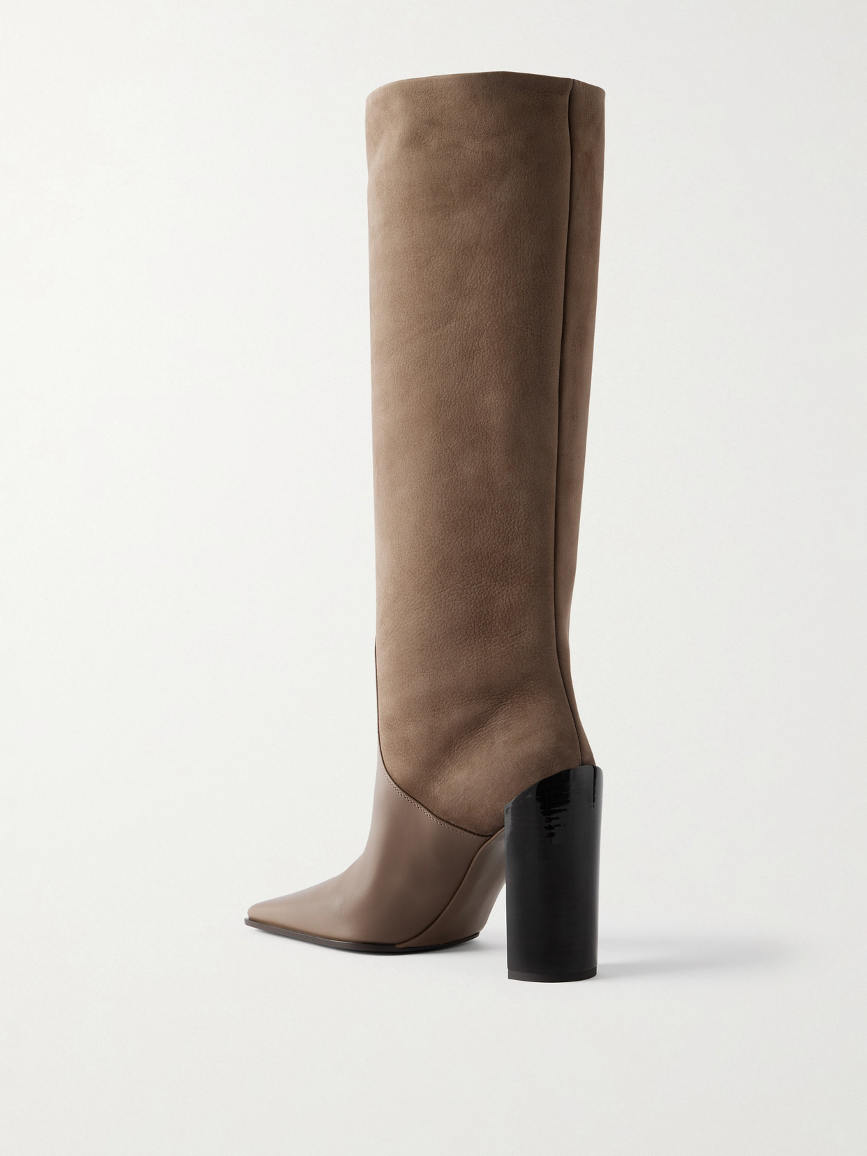 Alaïa Leather And Nubuck Knee Boots In Brown