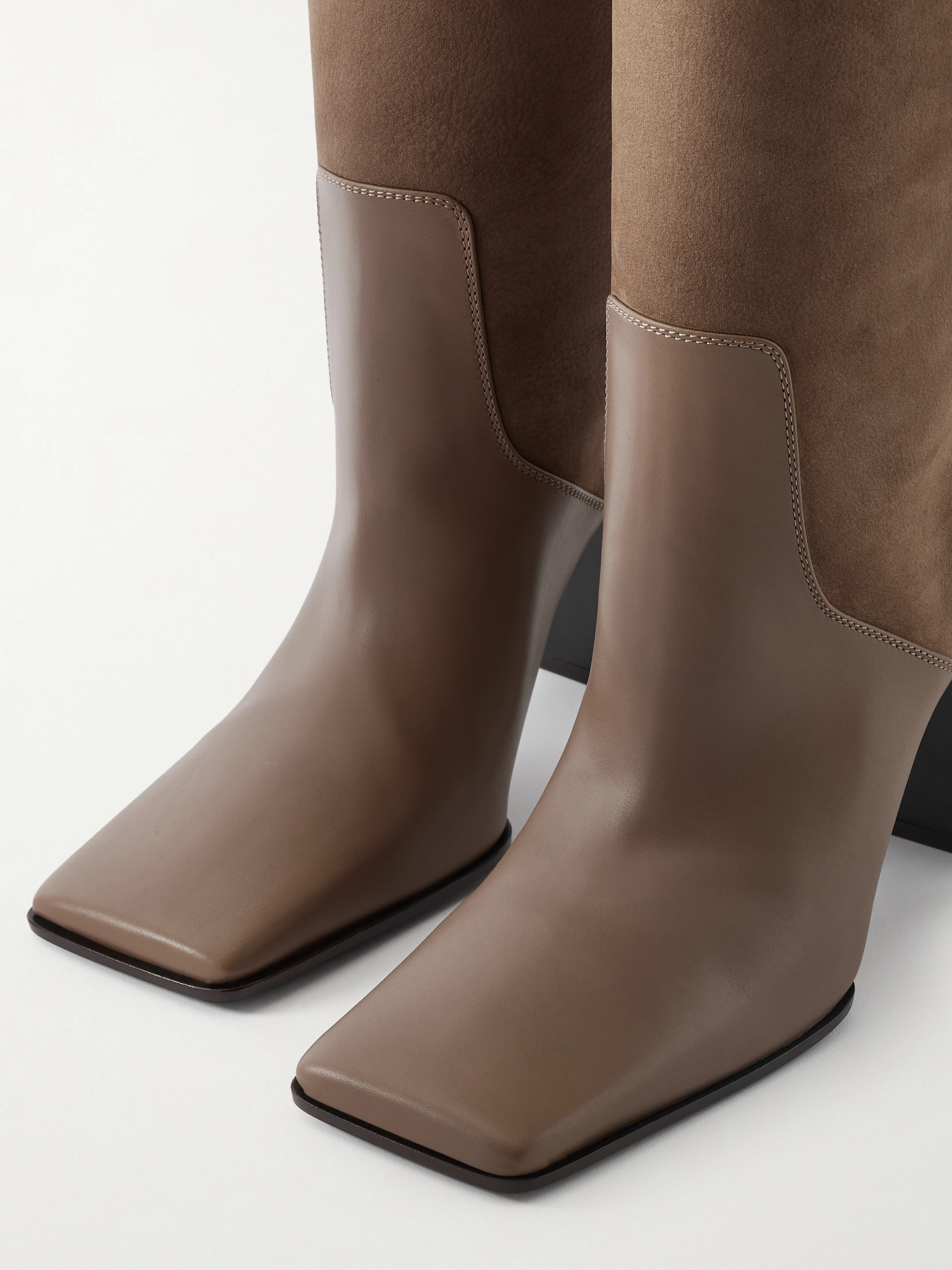 Alaïa - Leather and nubuck knee boots | Plush