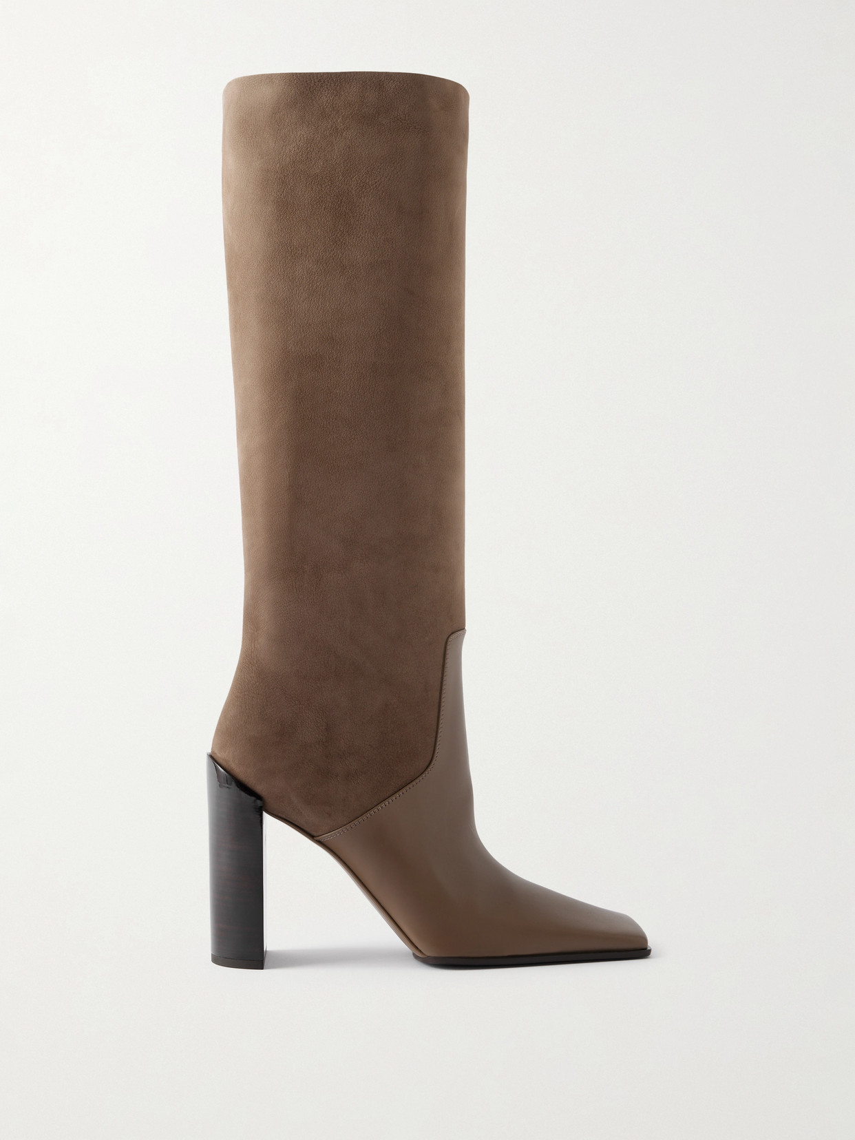 Alaïa Leather And Nubuck Knee Boots In Brown