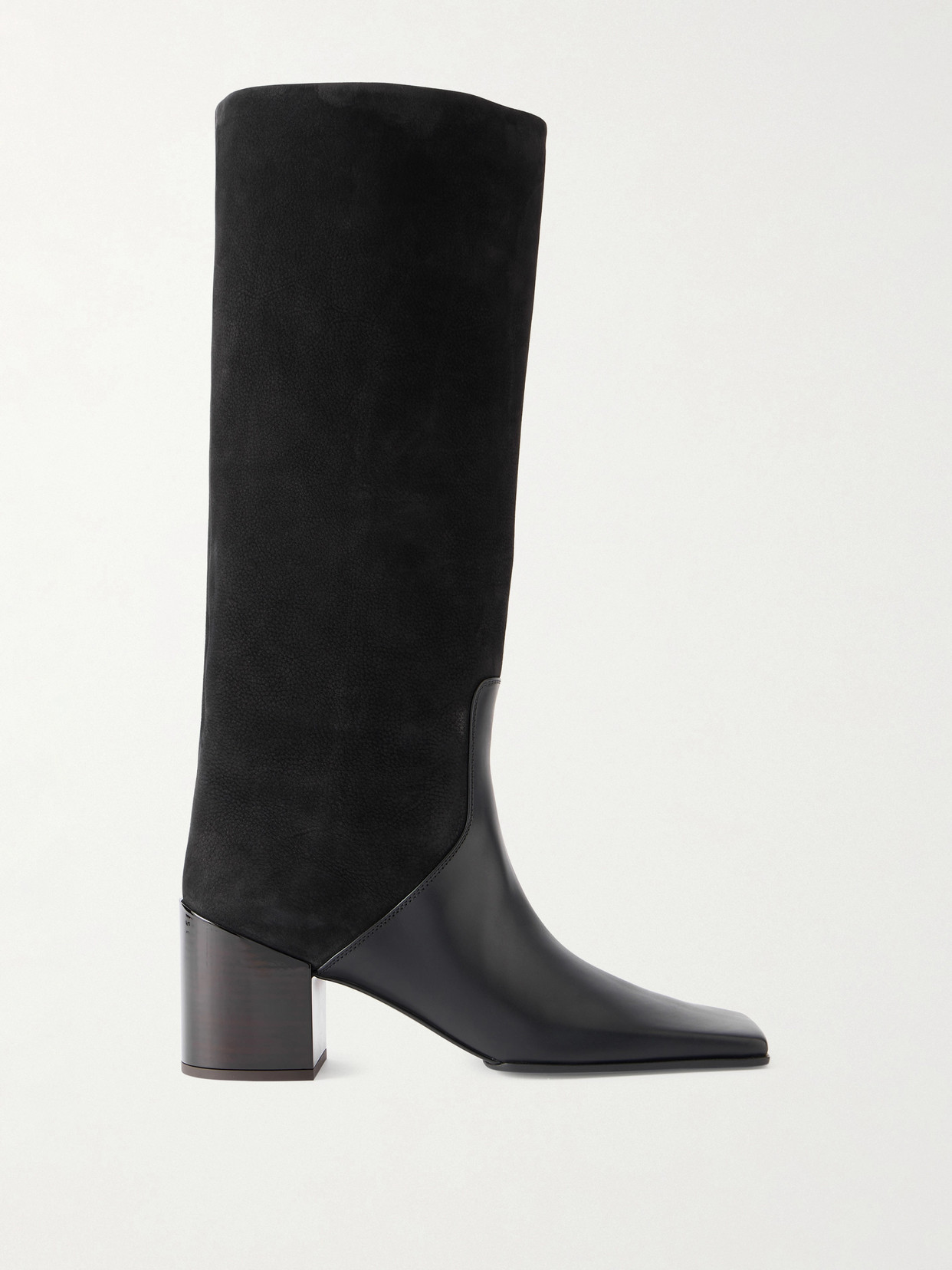Alaïa Textured-leather And Suede Knee Boots In Black