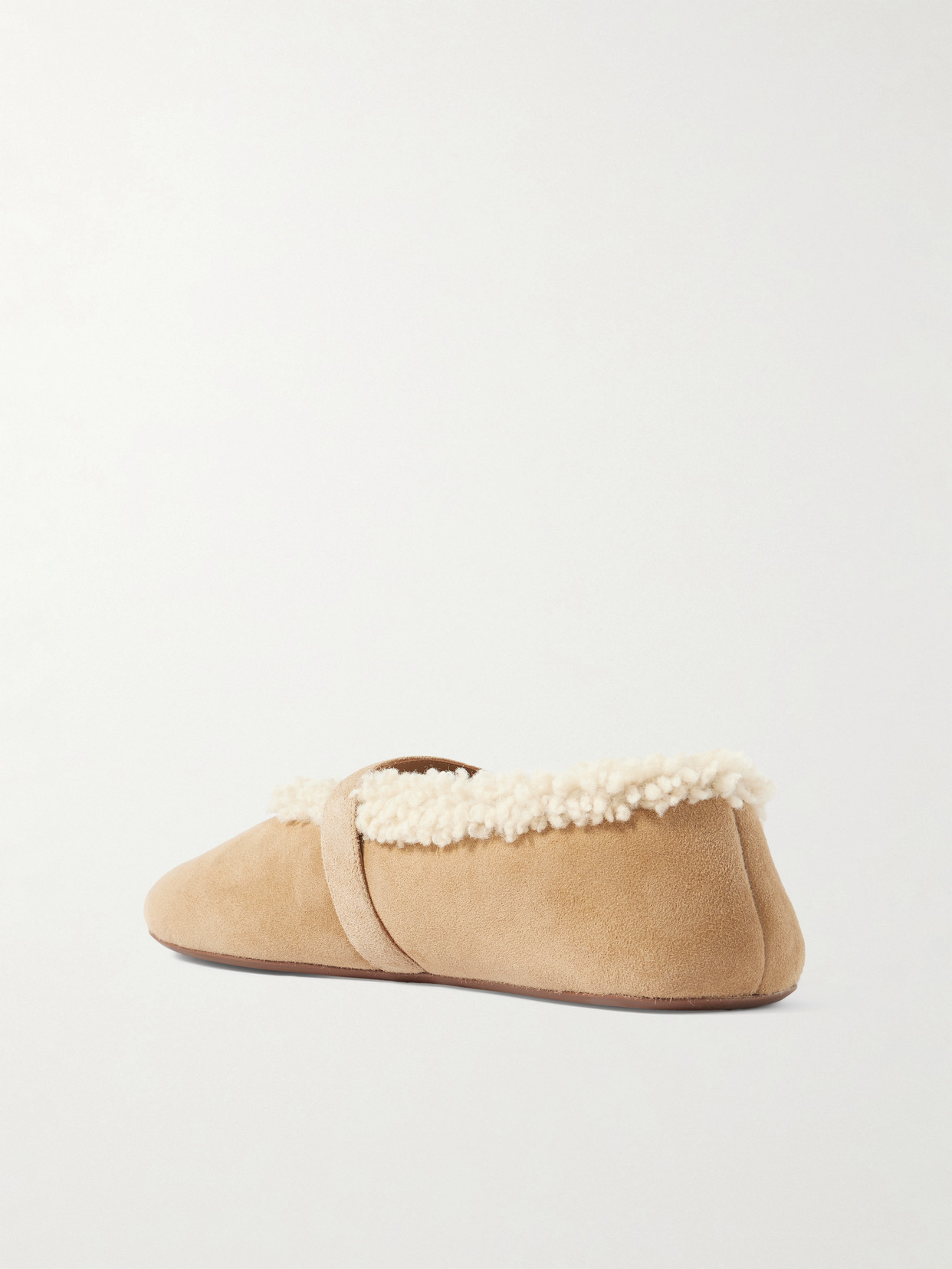 Alaïa Shearling-lined Suede Ballet Flats In Gold