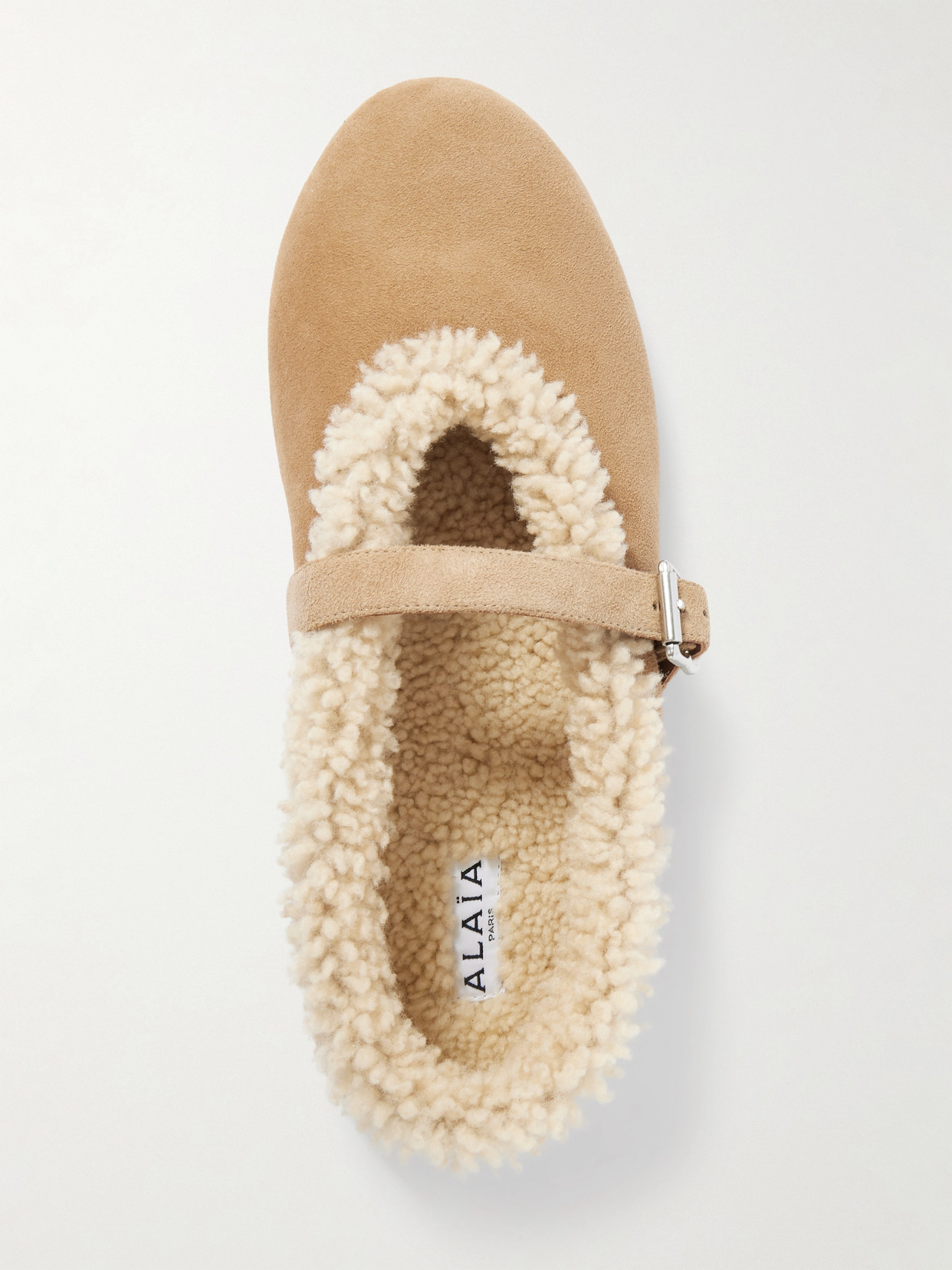 Alaïa Shearling-lined Suede Ballet Flats In Gold
