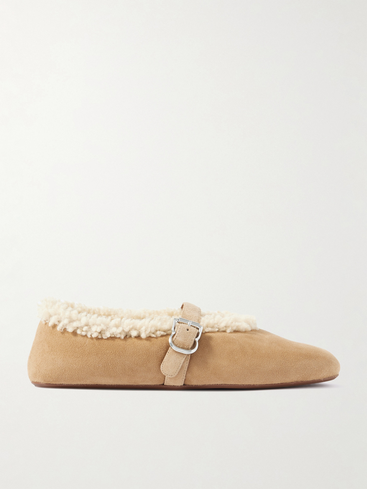 Alaïa Shearling Ballet Flats In Brown