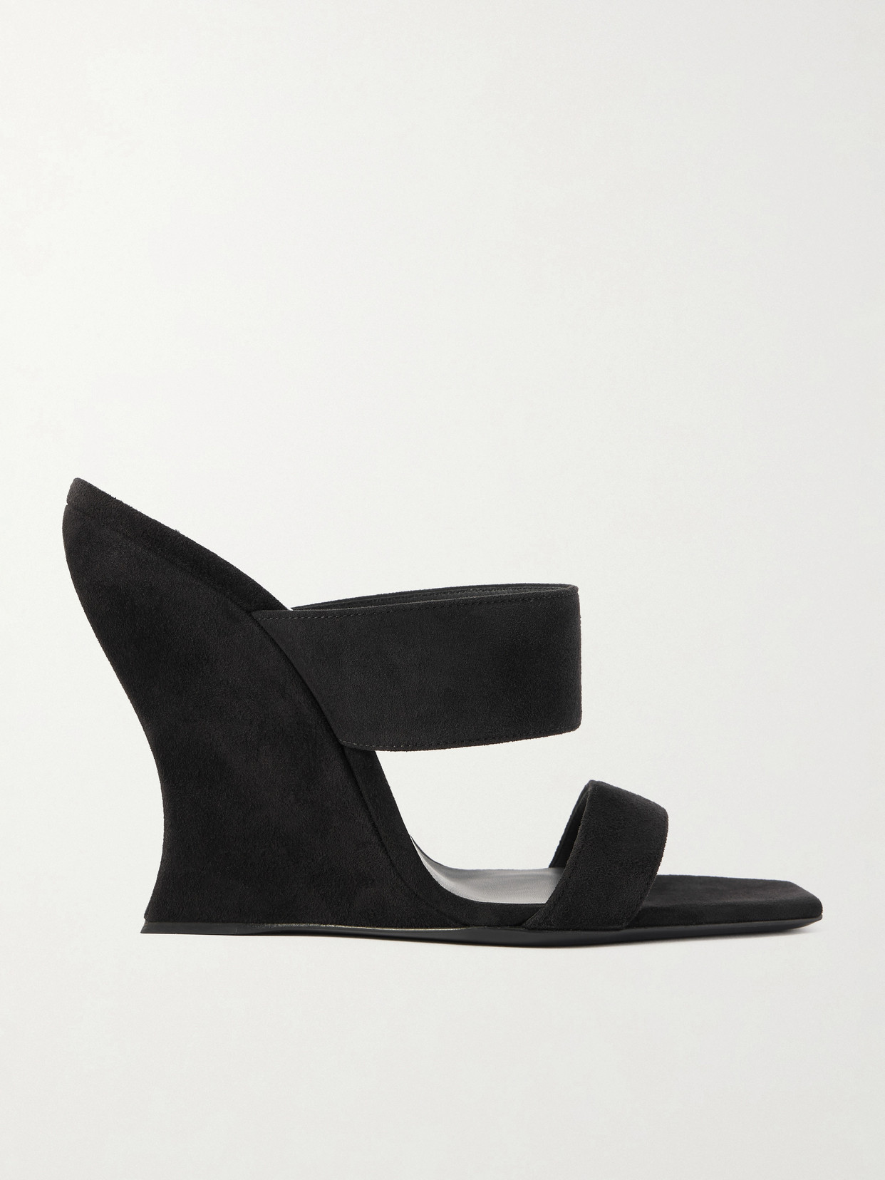 Alaïa Wave 110 Suede Wedge Mules In Black