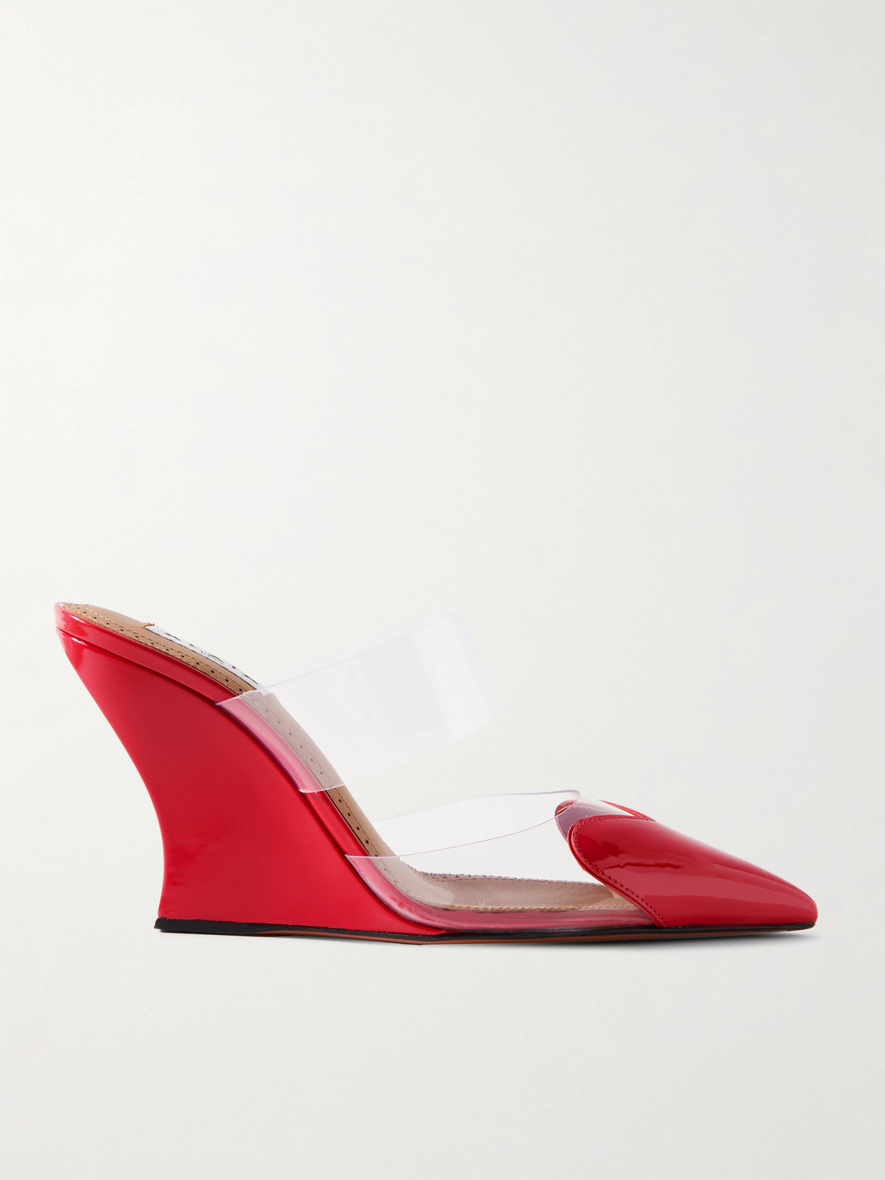 Alaïa Le Cœur Patent-leather And Pvc Wedge Mules In Red