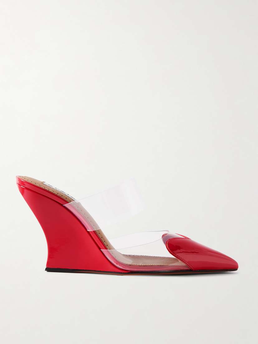 Alaïa Le Cœur Patent-leather And Pvc Wedge Mules