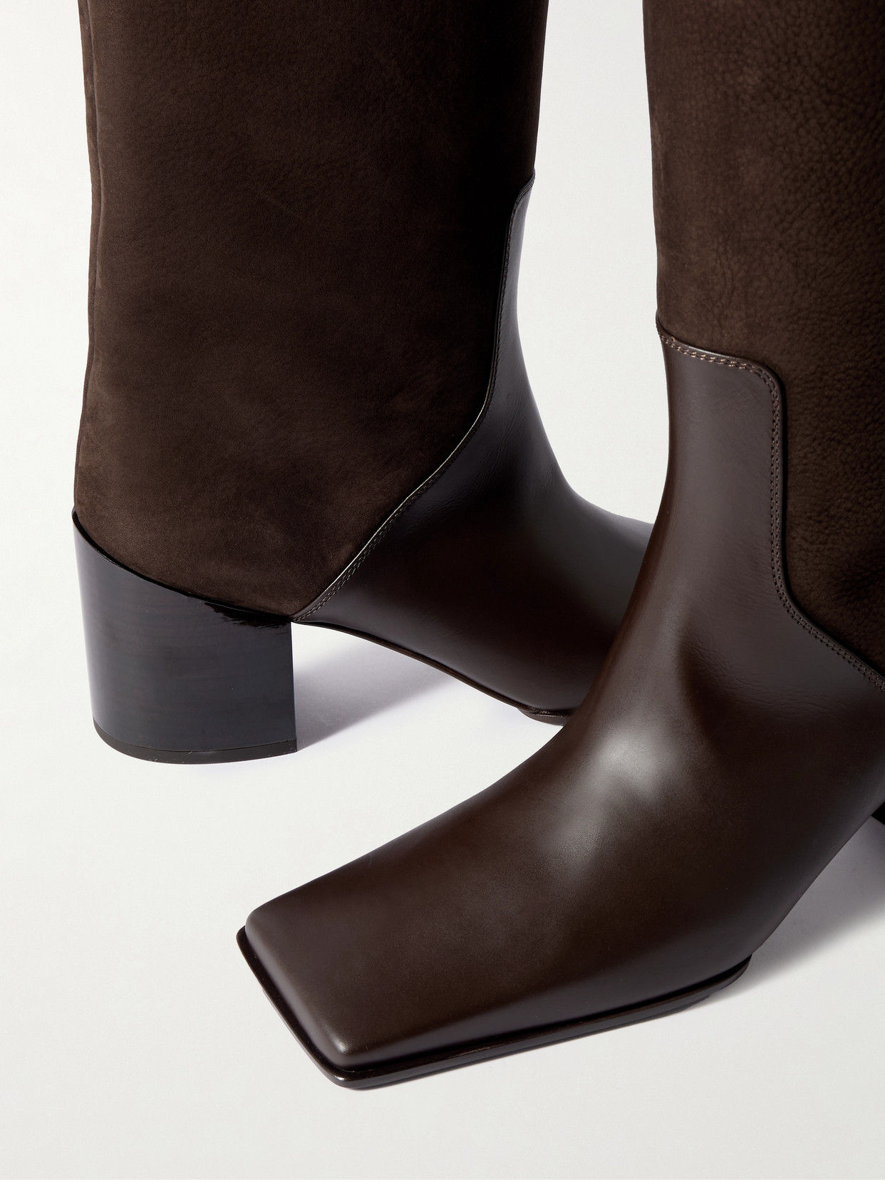 Alaïa Nubuck And Leather Knee Boots In Brown
