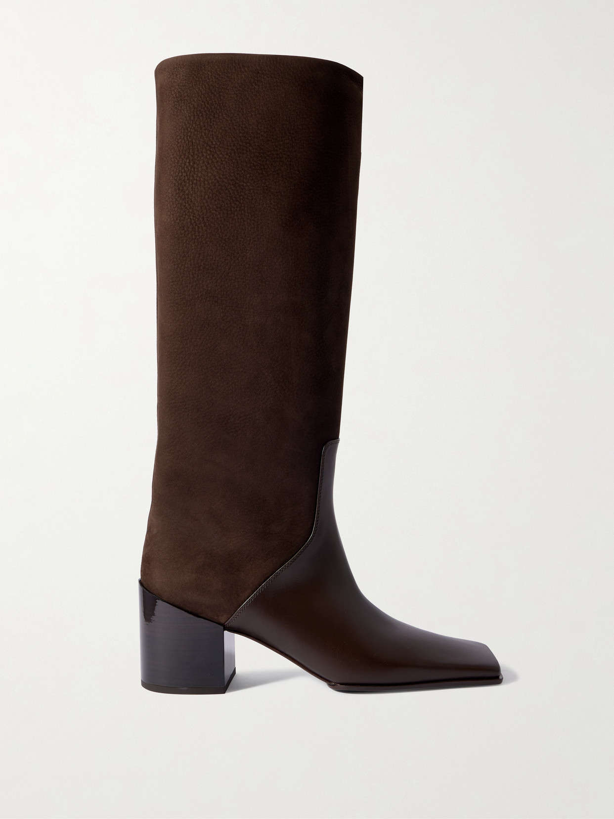 Alaïa Nubuck And Leather Knee Boots In Brown