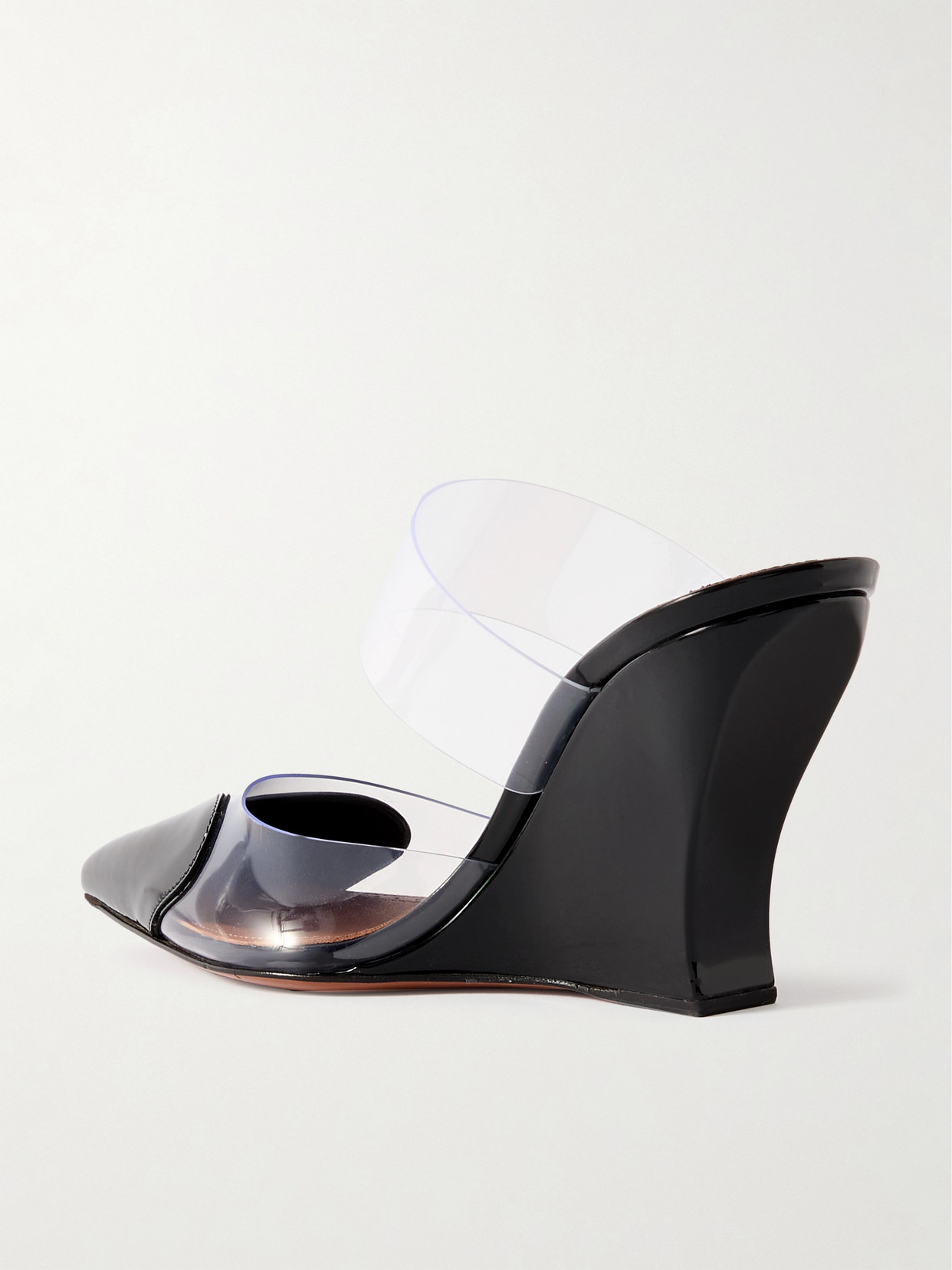Alaïa Le Cœur Patent-leather And Pvc Wedge Mules In Multi