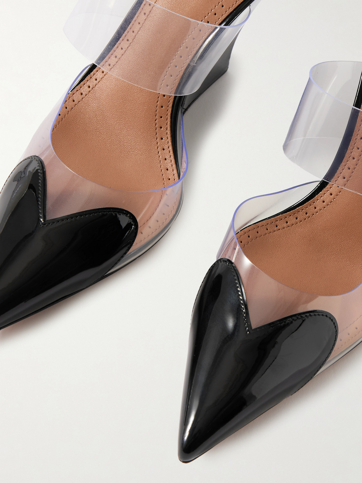 Alaïa Le Cœur Patent-leather And Pvc Wedge Mules In Multi
