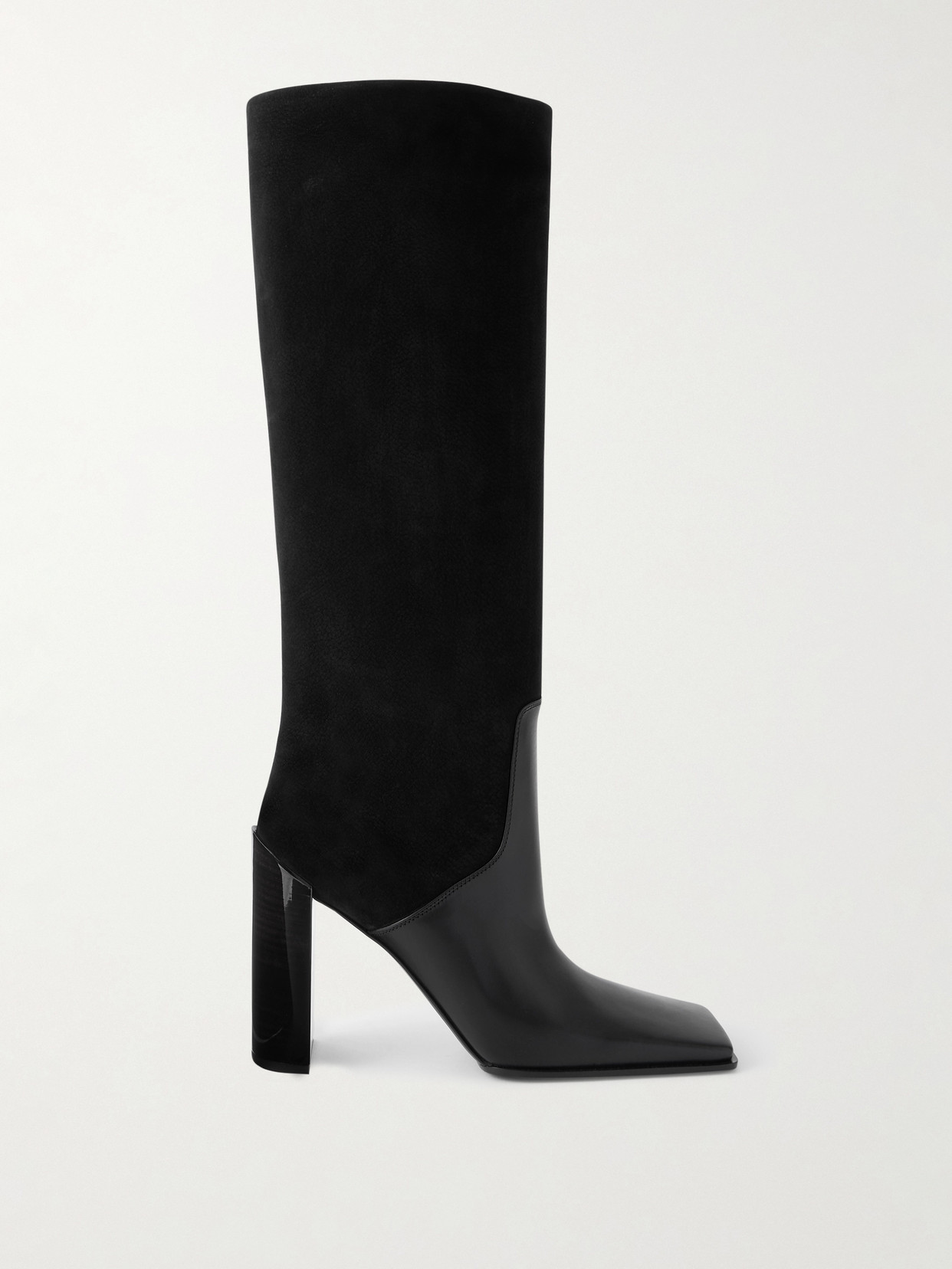 Alaïa Leather And Nubuck Knee Boots In Black