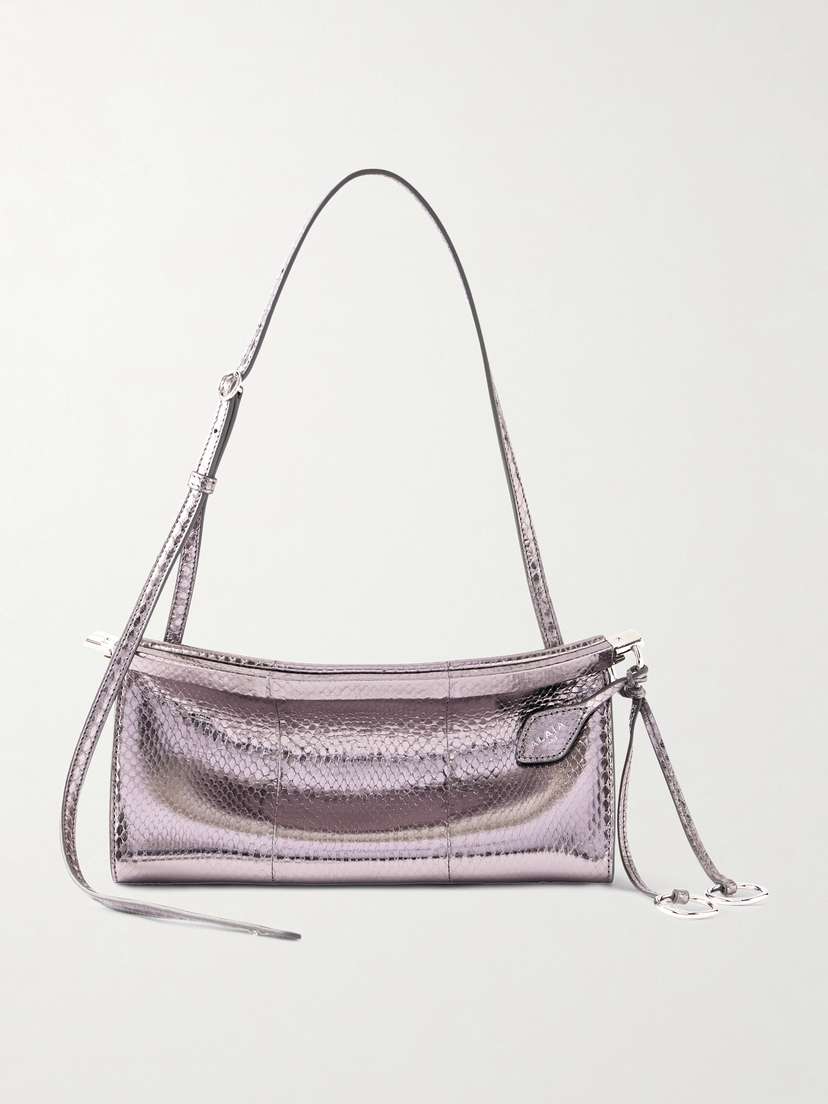Alaïa Le Click E/w Small Metallic Snakeskin Shoulder Bag