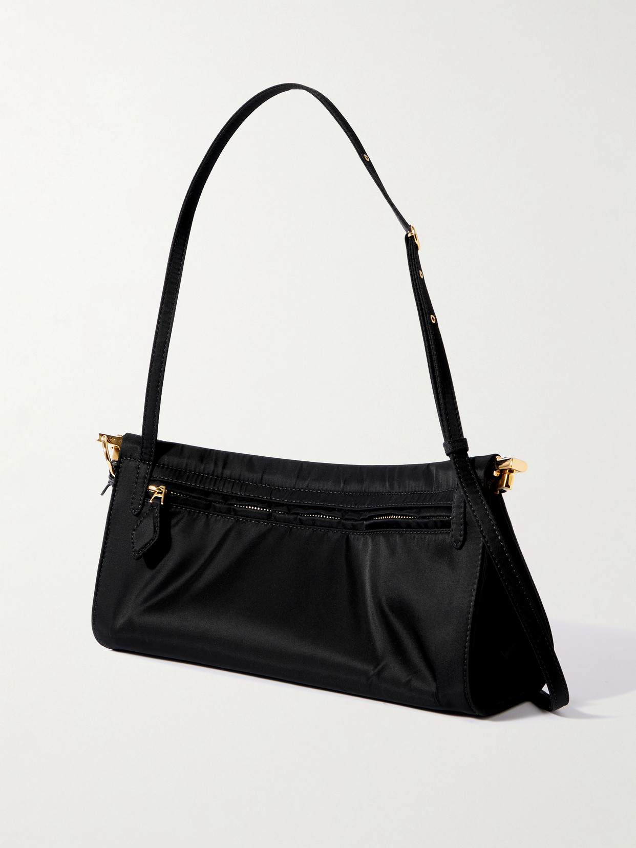 Alaïa Le Click E/w Medium Satin-twill Shoulder Bag In Black