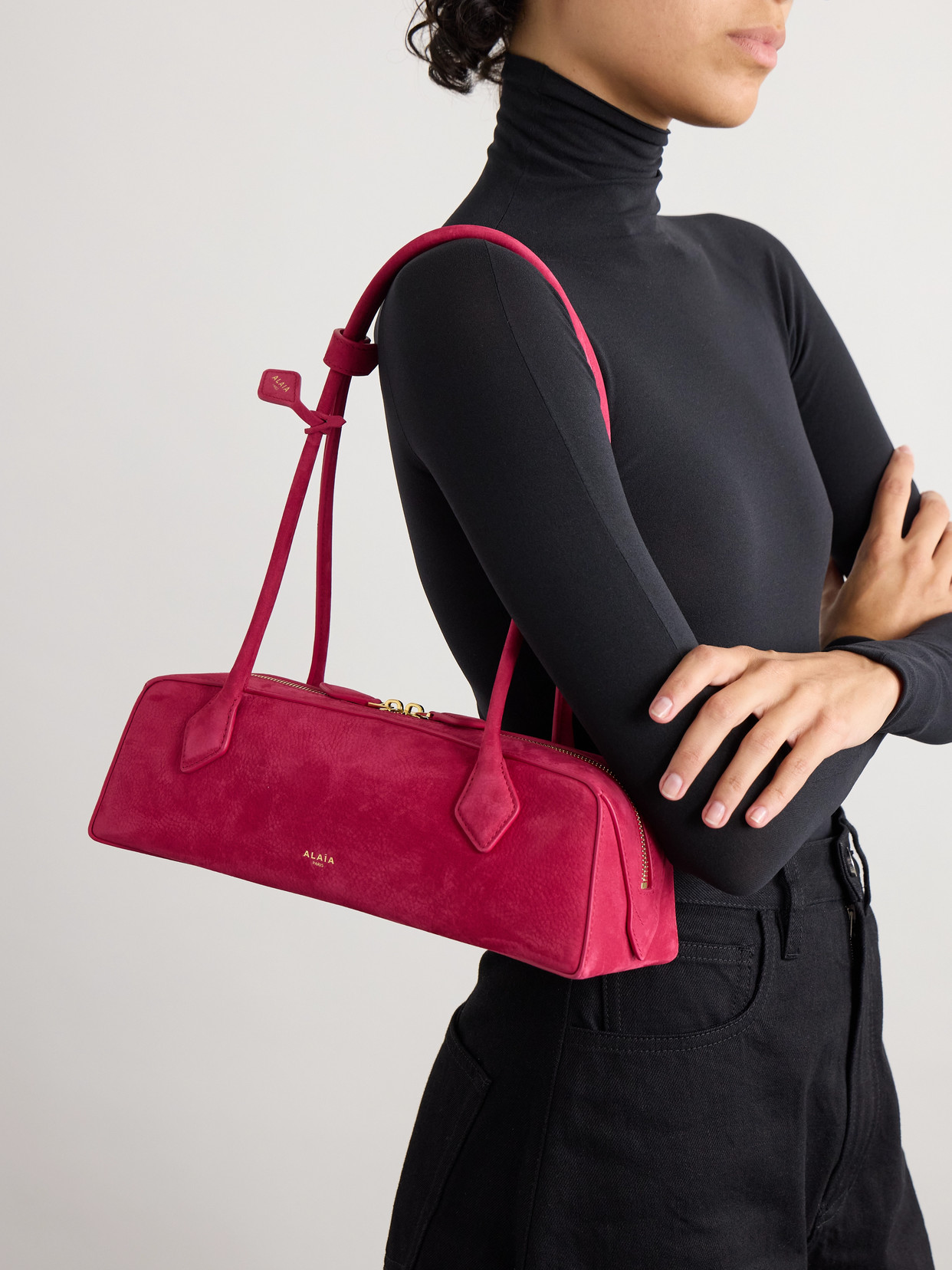 Alaïa Teckel Medium Rectangular Shoulder Top Handle Bag In Pink