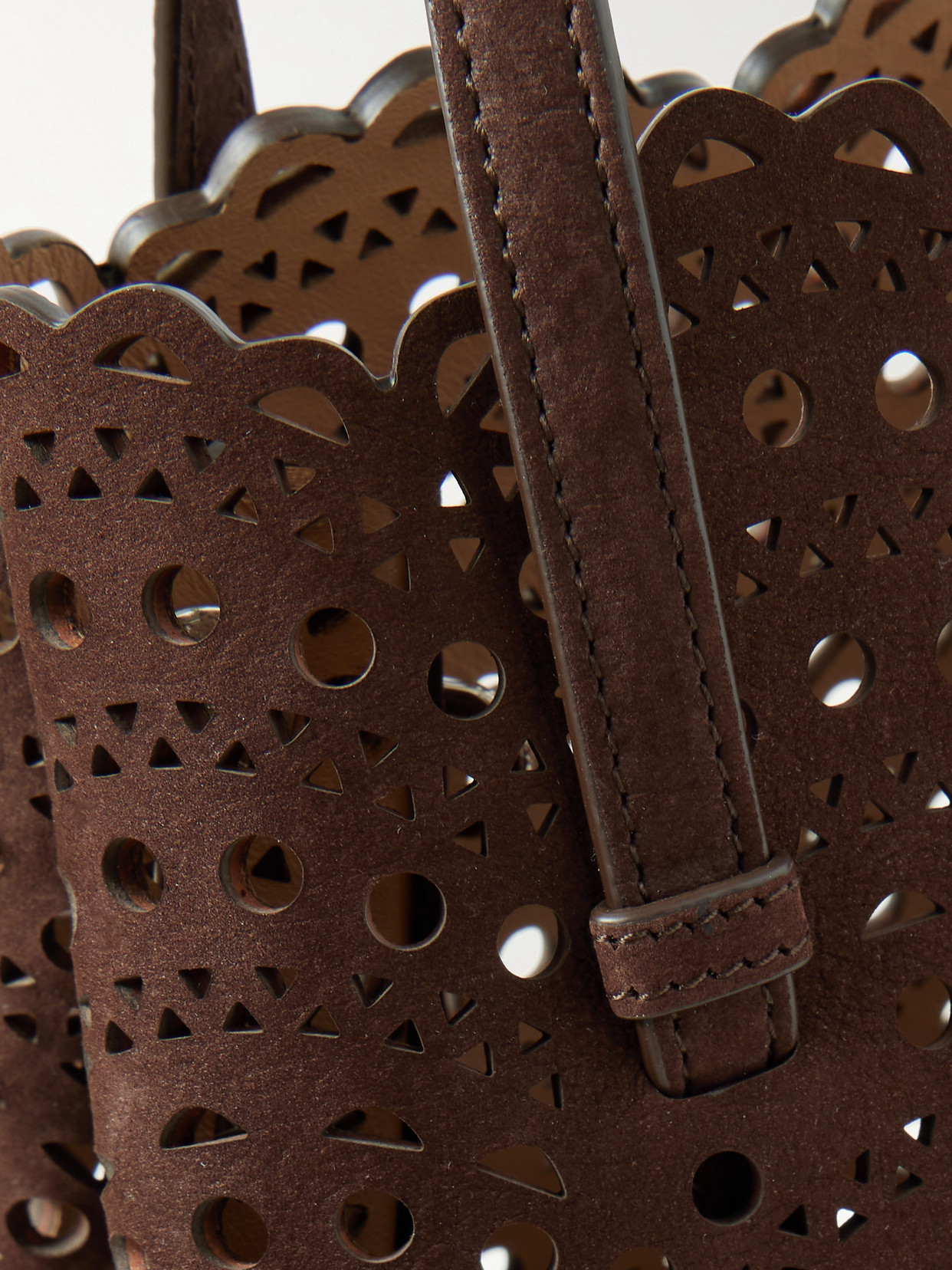Alaïa Mina Laser-cut Suede Tote In Brown