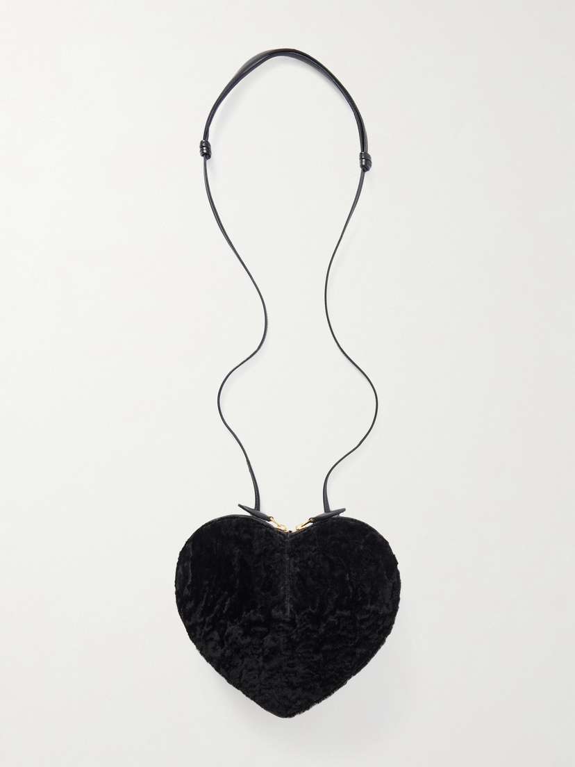 Alaïa Le Coeur Leather-trimmed Shearling Shoulder Bag