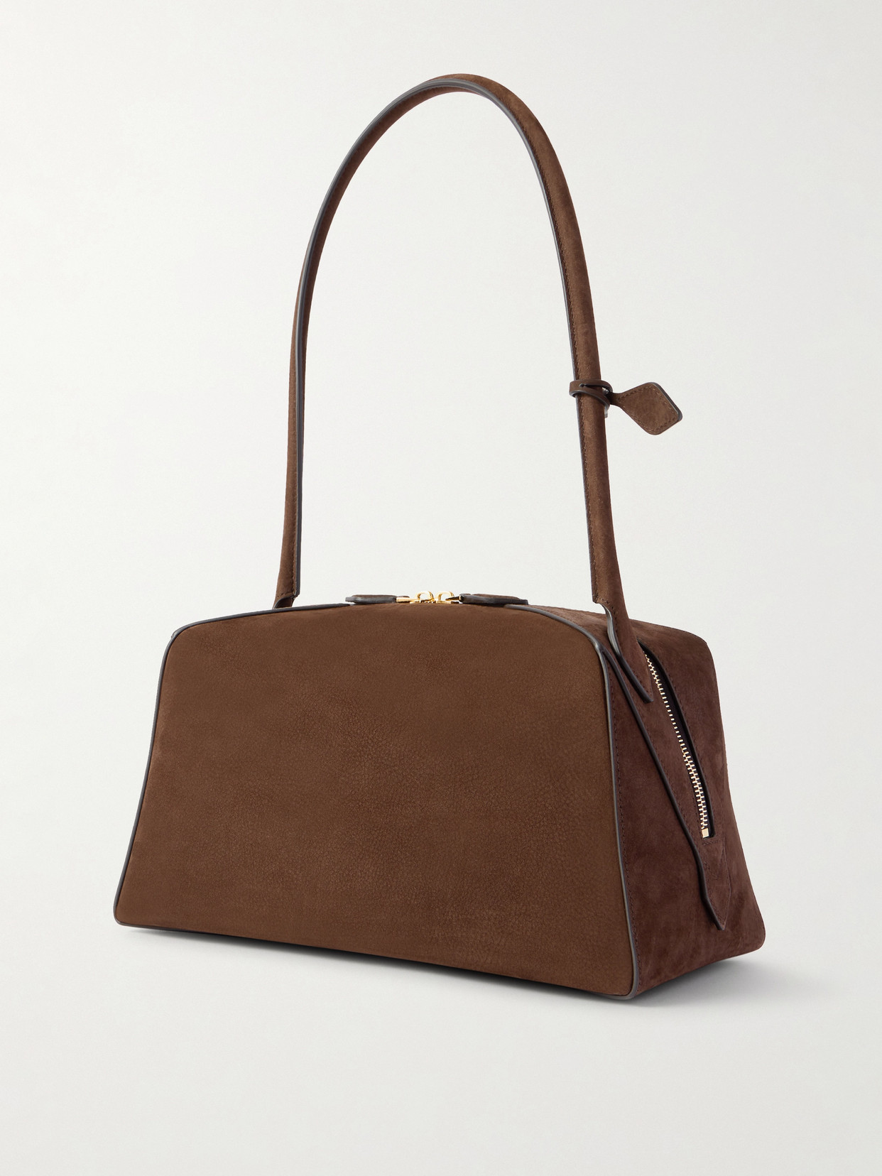 Alaïa Le Bulldog Medium Nubuck Shoulder Bag In Brown