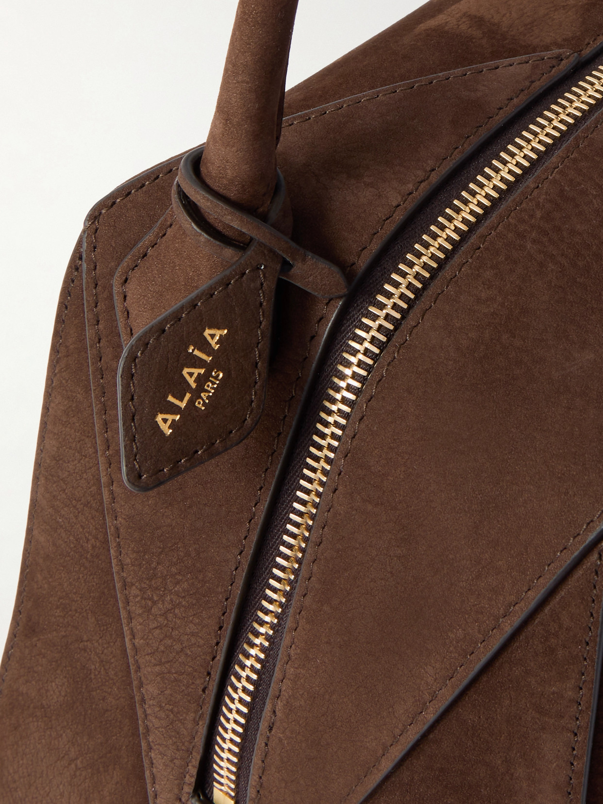 Alaïa Le Bulldog Medium Nubuck Shoulder Bag In Brown