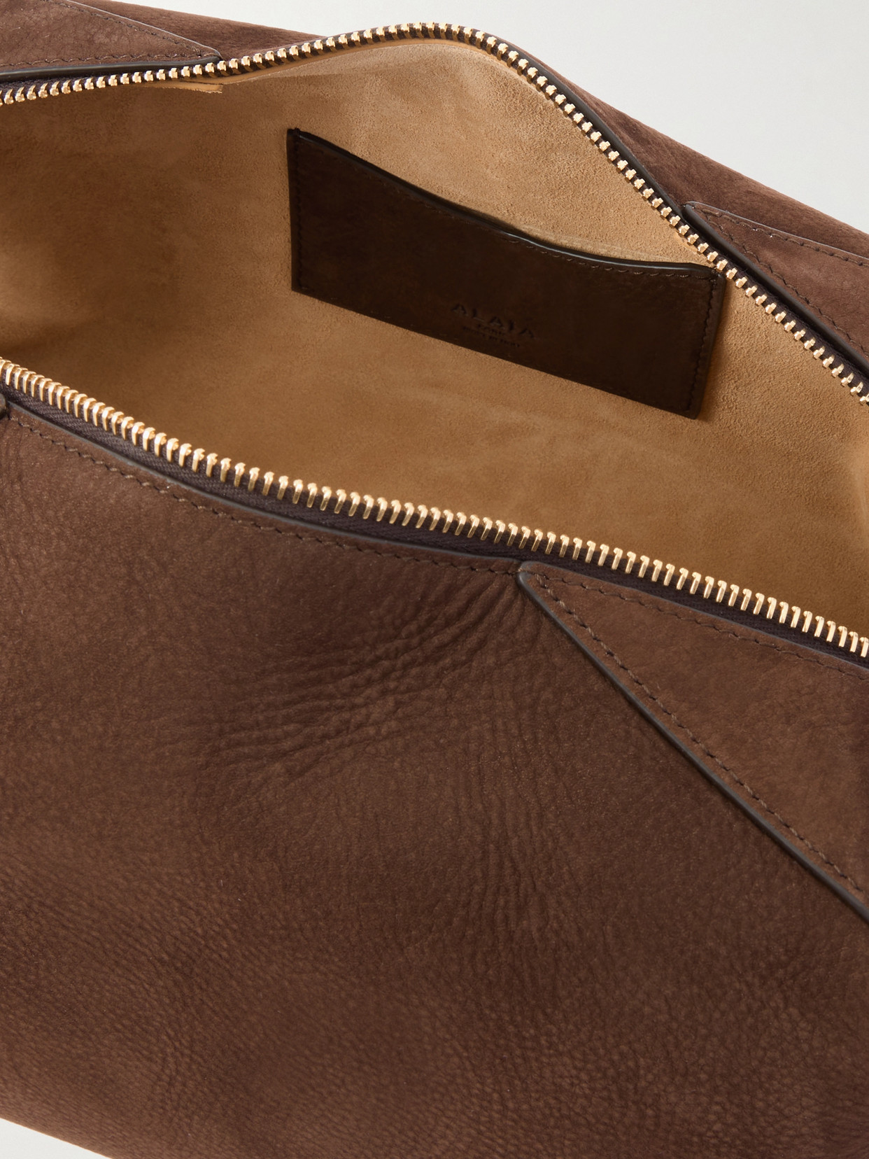 Alaïa Le Bulldog Medium Nubuck Shoulder Bag In Brown