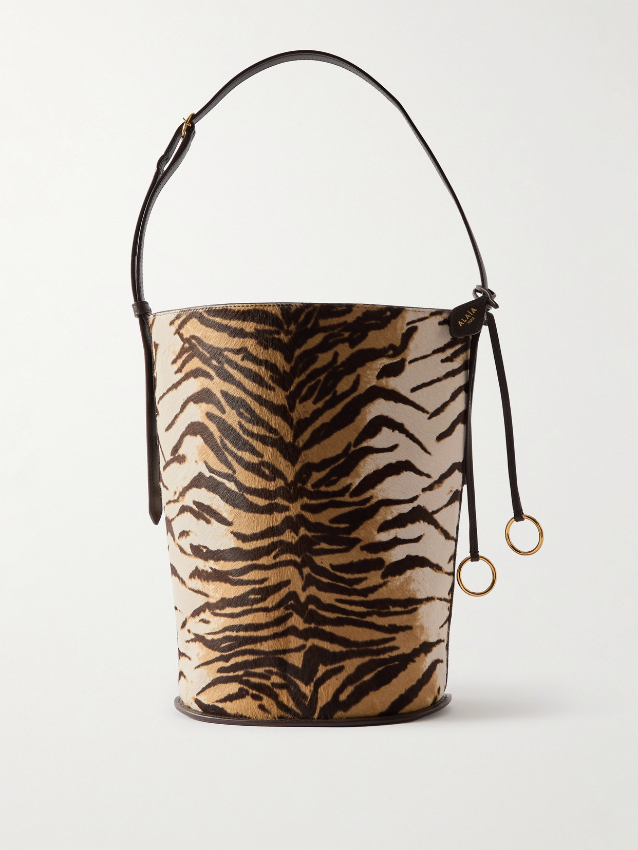 Alaïa Hip Small Leather-trimmed Tiger-print Calf Hair Tote In Multi