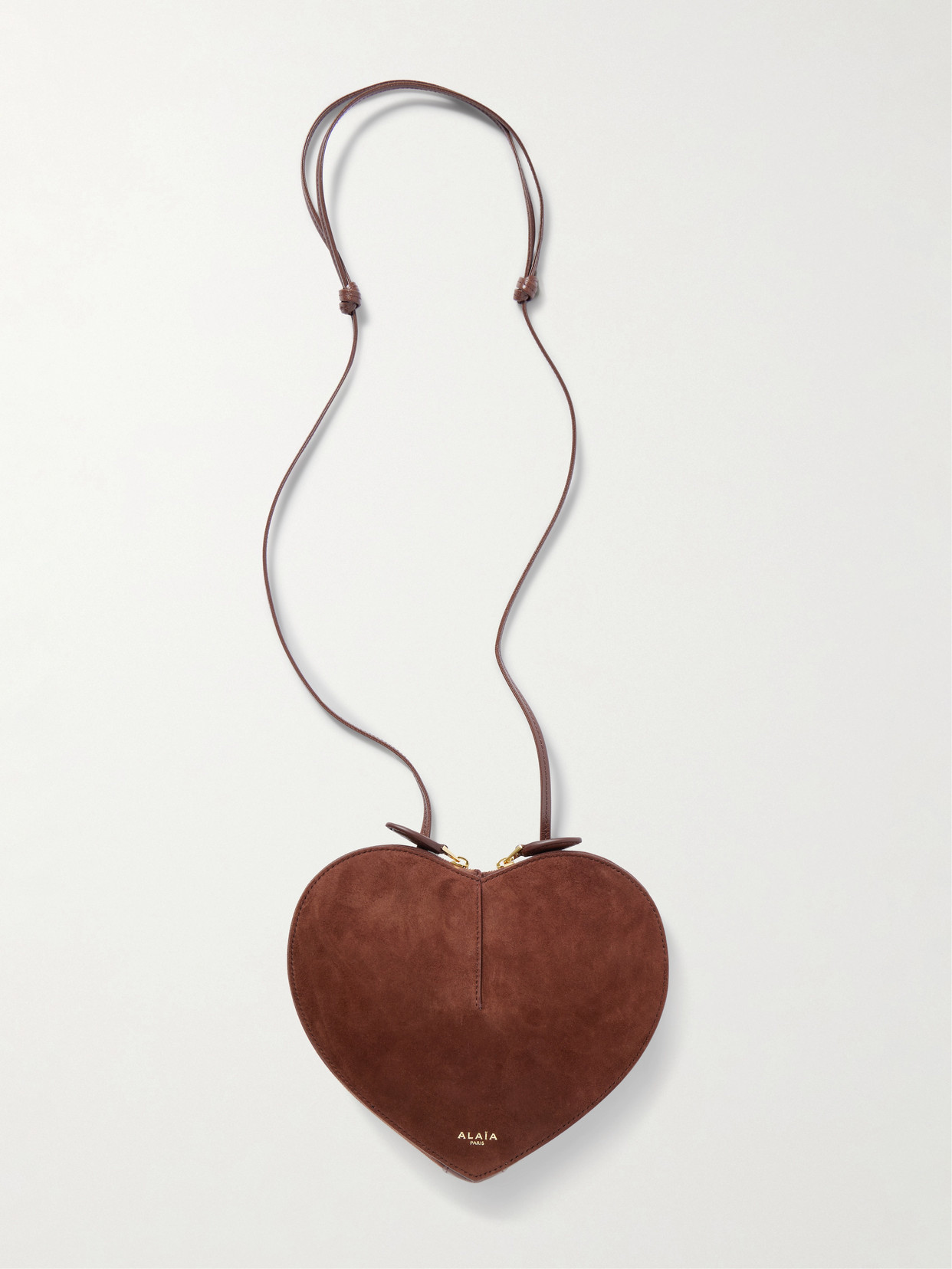 Alaïa Le Coeur Suede And Leather Shoulder Bag In Brown