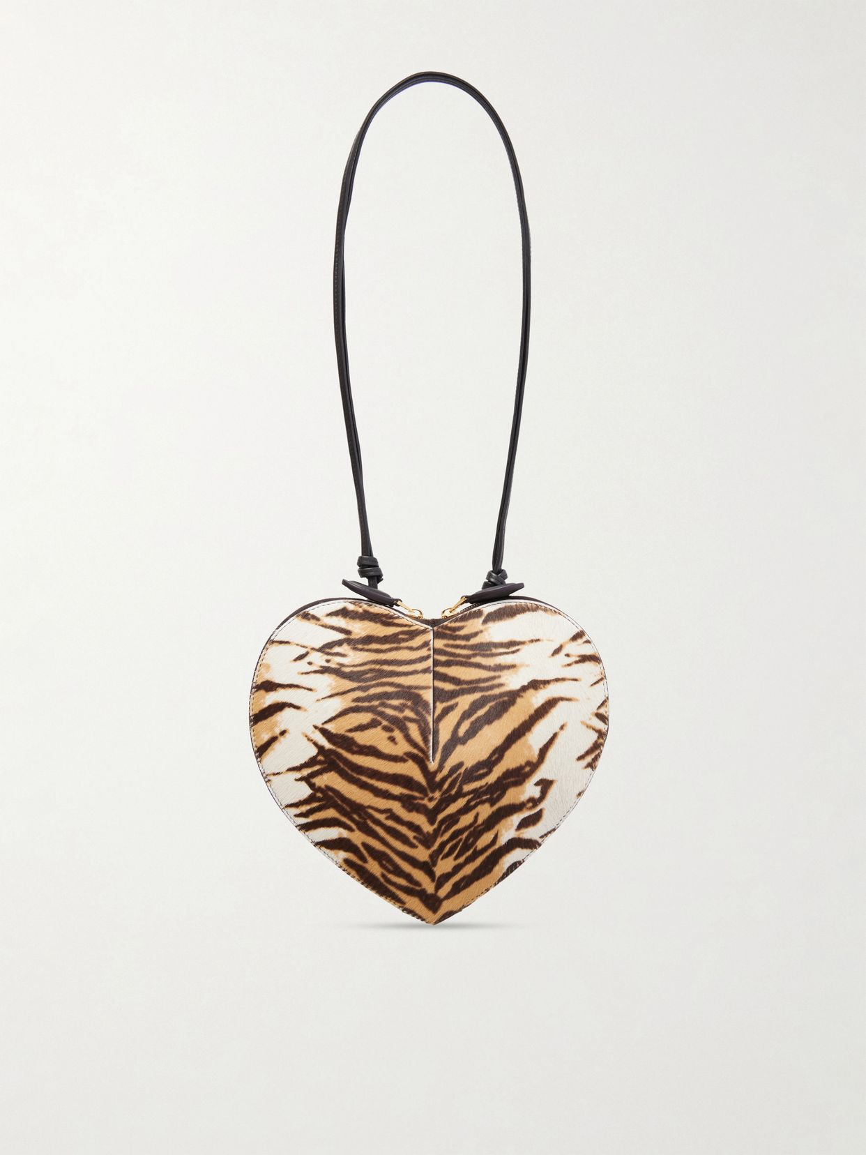Le Coeur animal-print leather-trimmed calf hair shoulder bag