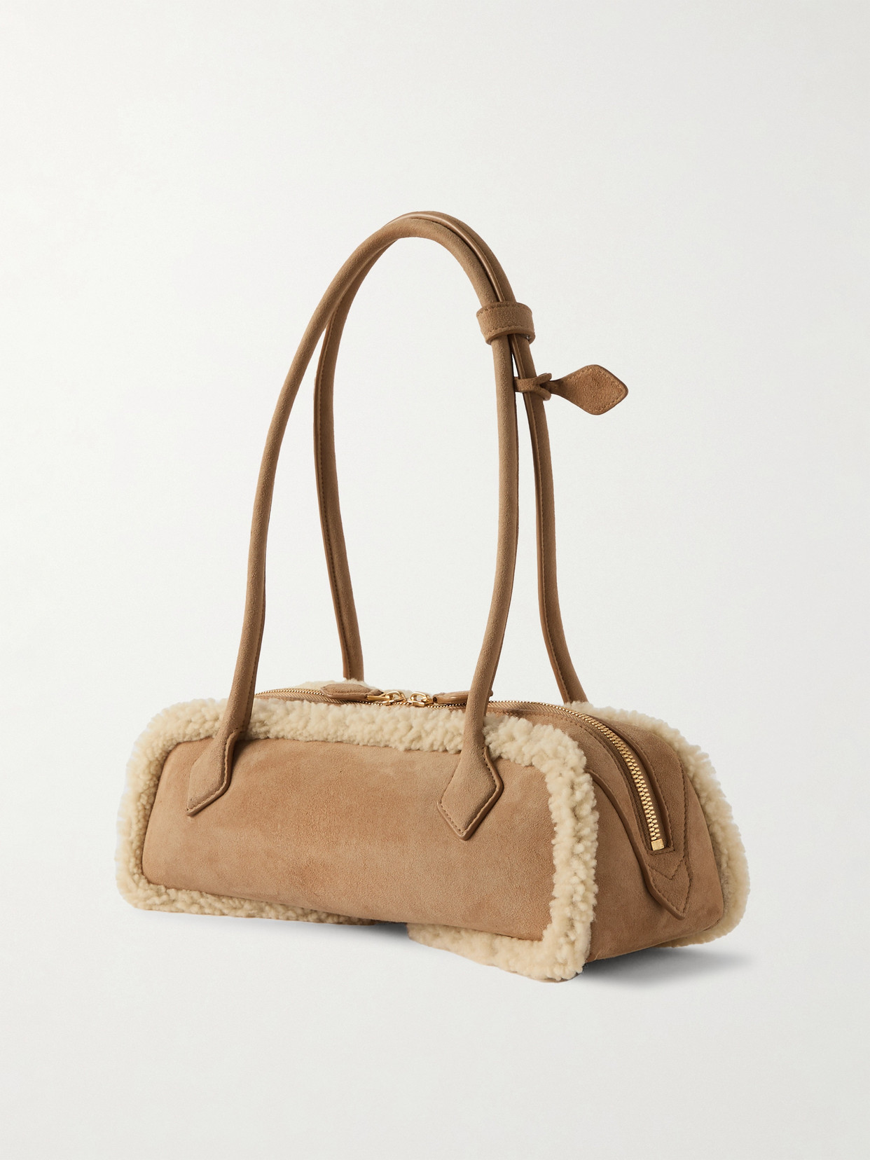 Alaïa Le Teckel Medium Shearling Shoulder Bag In Brown