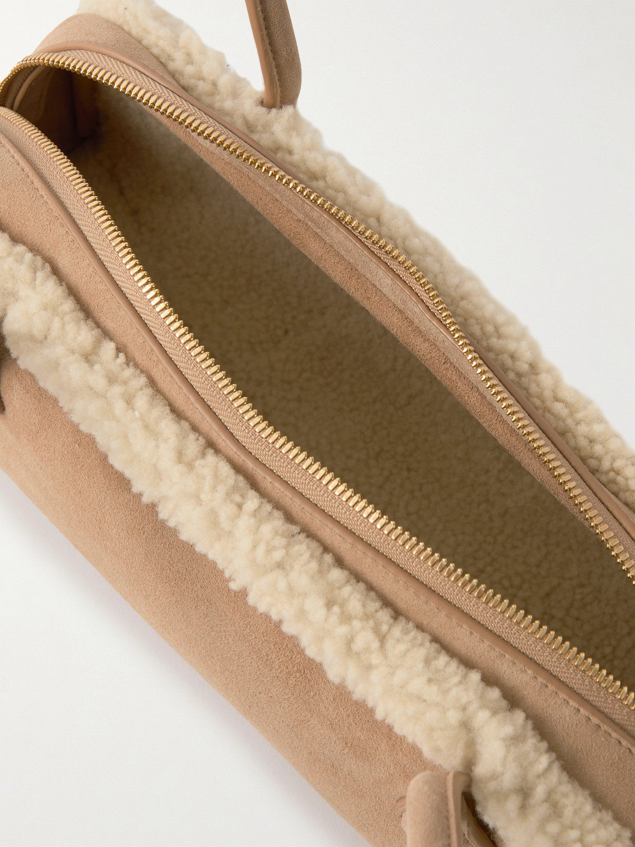 Alaïa Le Teckel Medium Shearling Shoulder Bag In Brown