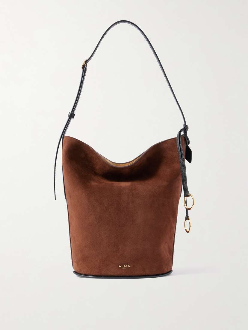Alaïa Leather-trimmed Suede Tote
